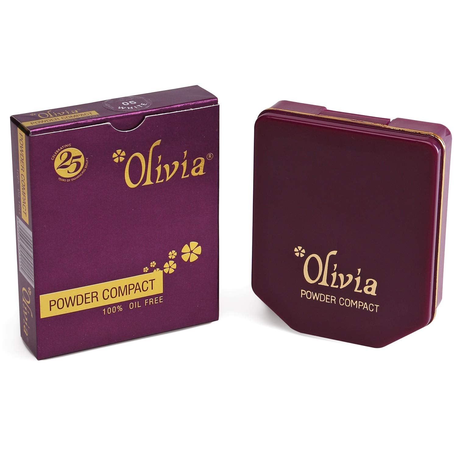 Olivia Powder Compact 01 - 15g Refillable Makeup Mirror Compact with Puff | Portable Touch-Up for On-The-Go | Perfect for Travel, Office & Evening Out
