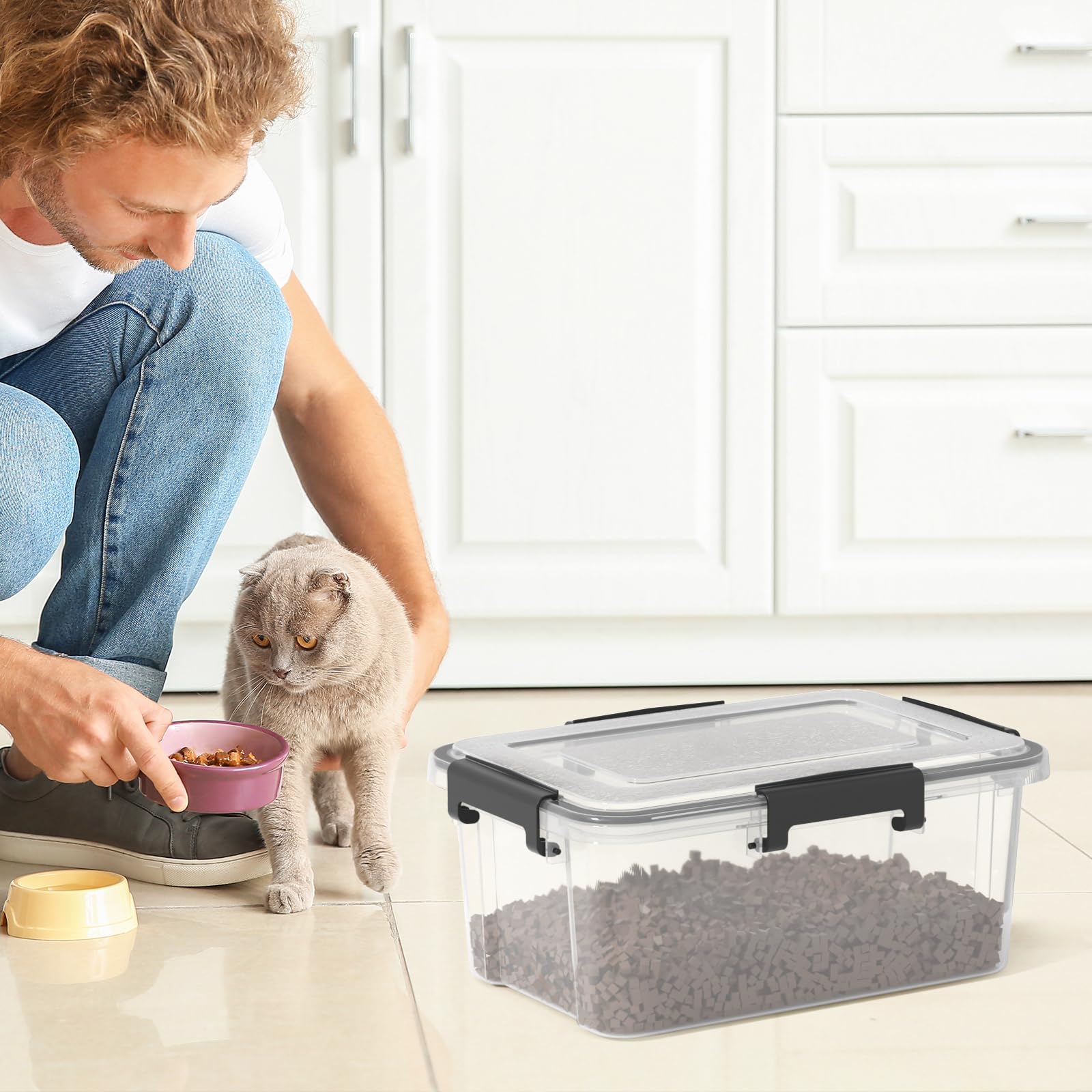 12 Quart Clear Plastic Storage Box with Latching Lid - 6 Pack for Home Organization, Kitchen Pantry, Office Supplies & Craft Storage