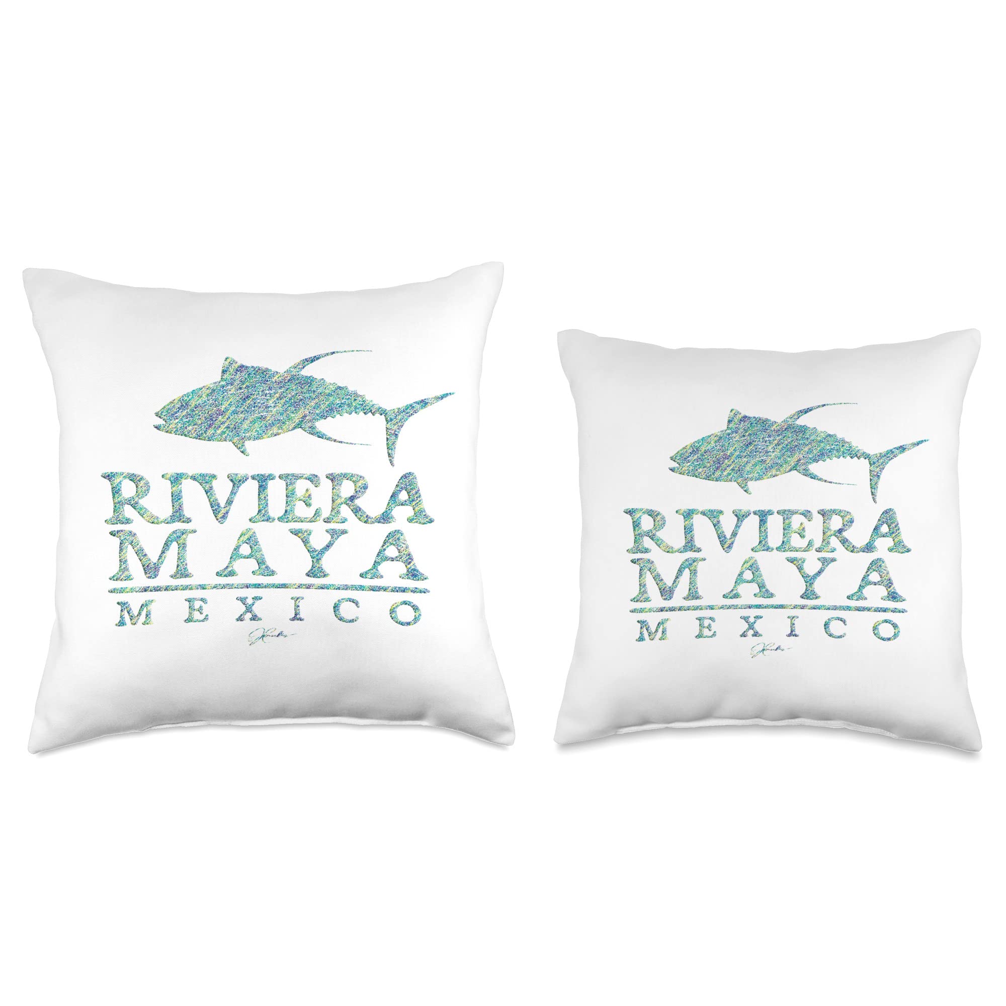 Yellowfin Tuna Throw Pillow - Tropical Riviera Maya Mexico Inspired Decorative Cushion for Beach House, Living Room & Coastal Decor