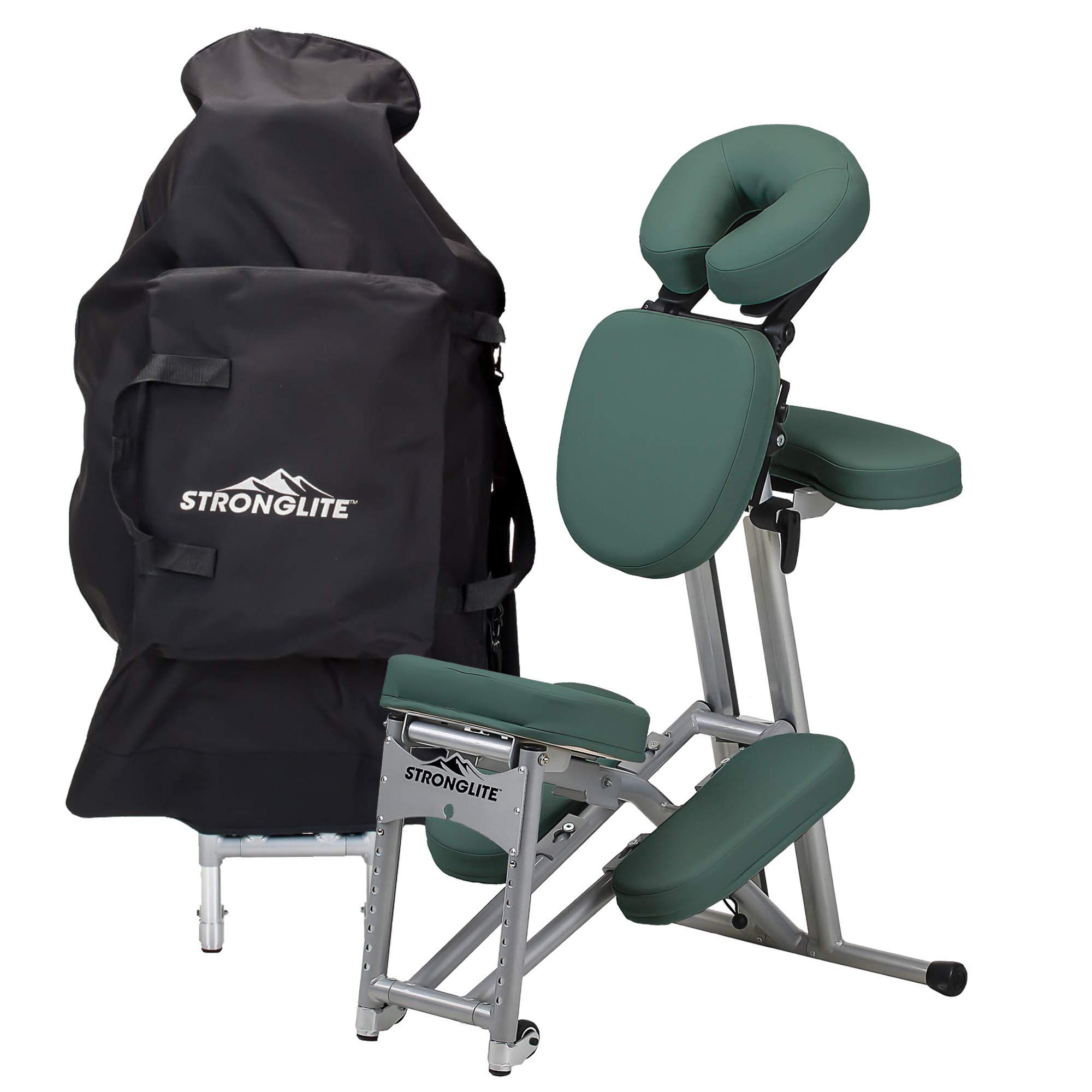 STRONGLITE Ergo Pro II Portable Massage Chair - Ultra-Strong 600lbs Capacity, Lightweight Folding Design with Wheels & Carry Case - Perfect for Tattoo Artists, Spa Therapists & Home Use