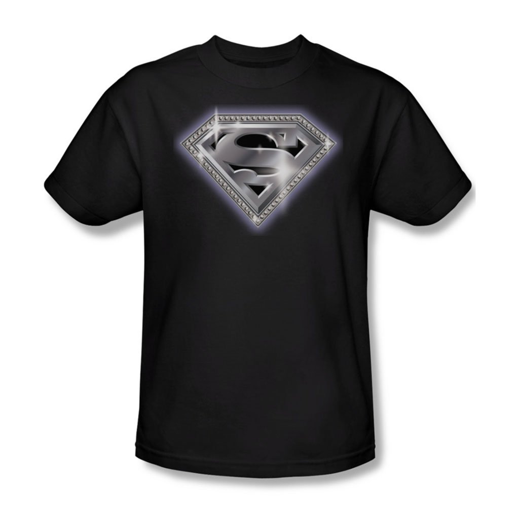 Superman Bling Shield Graphic T-Shirt for Men - Black Superhero Tee for Casual Wear & Cosplay