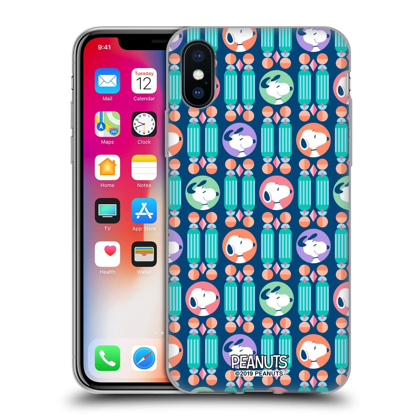Officially Licensed Peanuts Snoopy Blue Pattern Deco Dreams Soft Gel Case for Apple iPhone X/Xs - Cute Protective Phone Cover for Everyday Use, Work & Travel