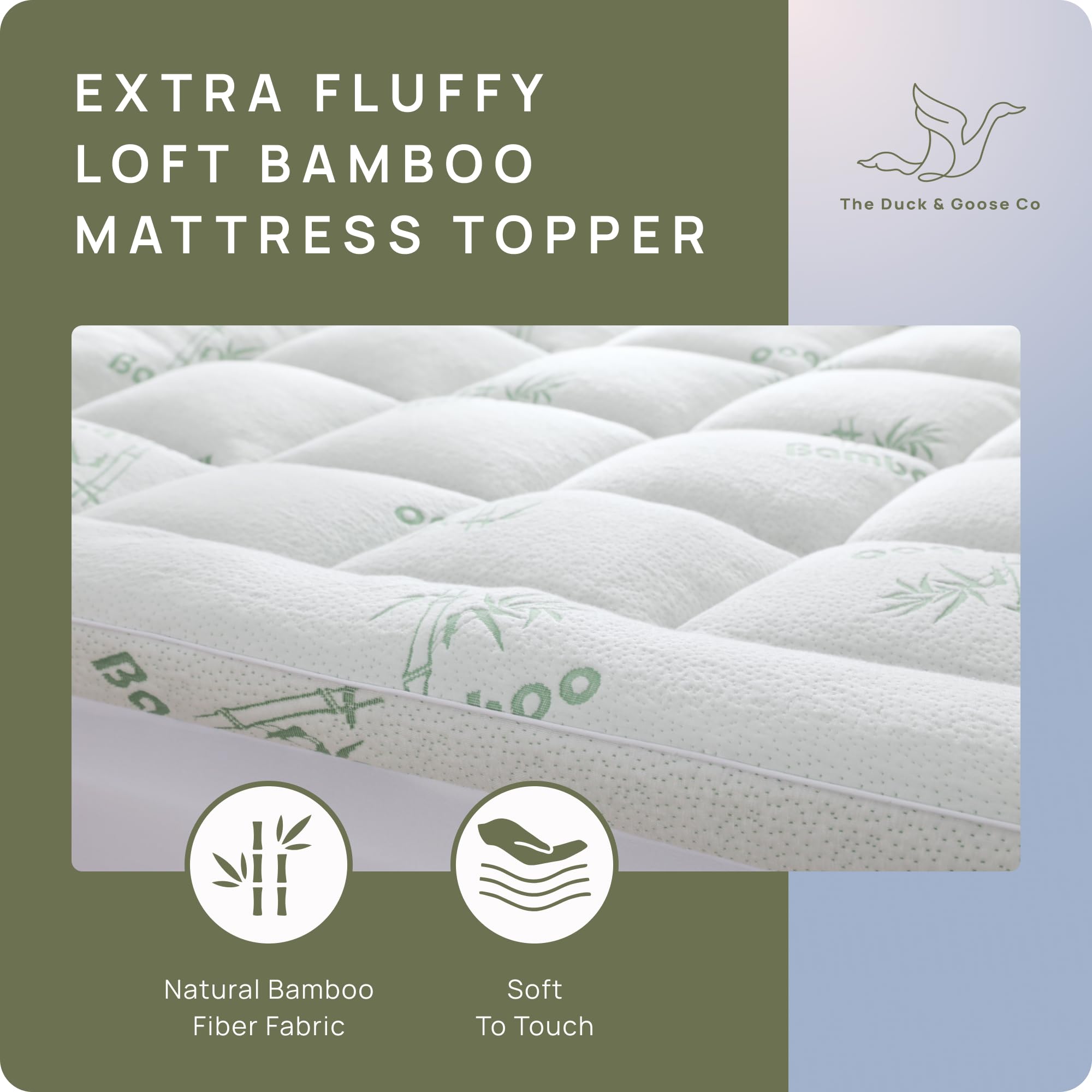 King Size Cooling Mattress Topper - Plush Bamboo Viscose Pillow Top for Back Pain Relief | Fits 8-21