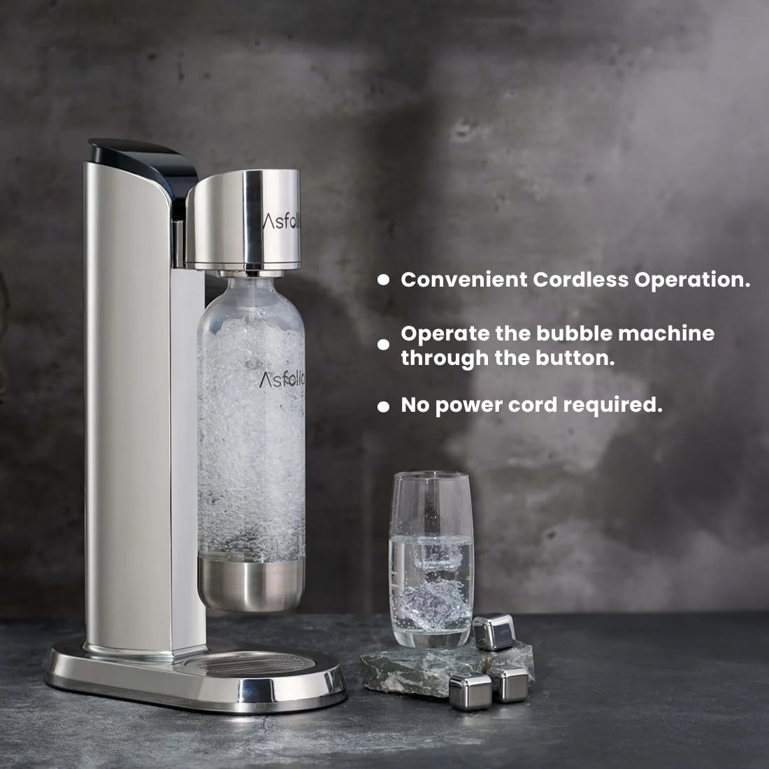 Premium Stainless Steel Sparkling Water Maker & Soda Carbonator Machine - 1L BPA-Free Carbonation Bottle Included (CO2 Cylinder Not Included) | Perfect for Home, Office, Parties & Healthy Hydration