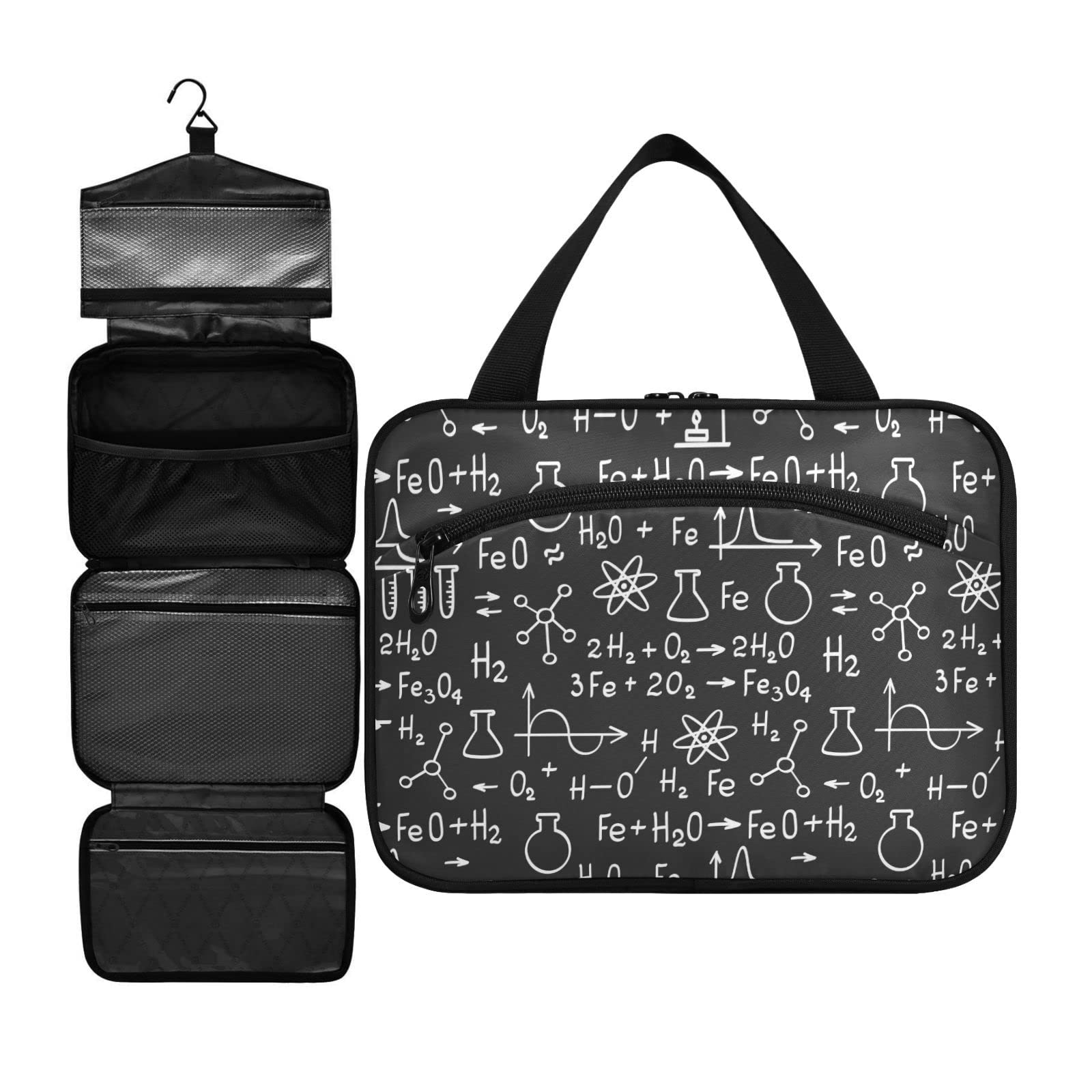 ZZKKO Hand Drawn Travel Toiletry Bag for Women - Hanging Cosmetic Organizer for Makeup & Accessories - Perfect for Vacation & Business Trips