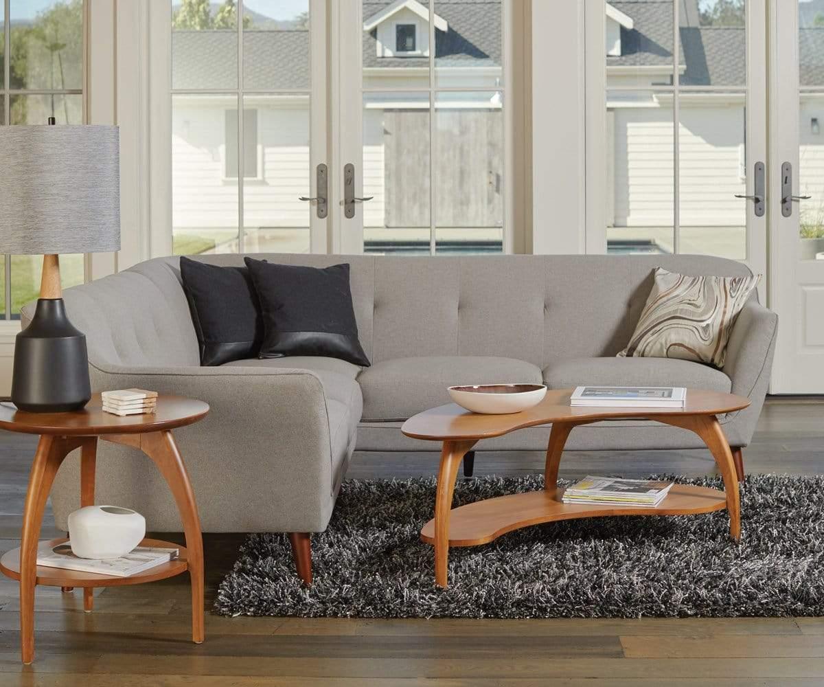 Round Wooden Castle Tibro End Table - Rustic Side Table for Living Room, Bedroom, or Office Decor