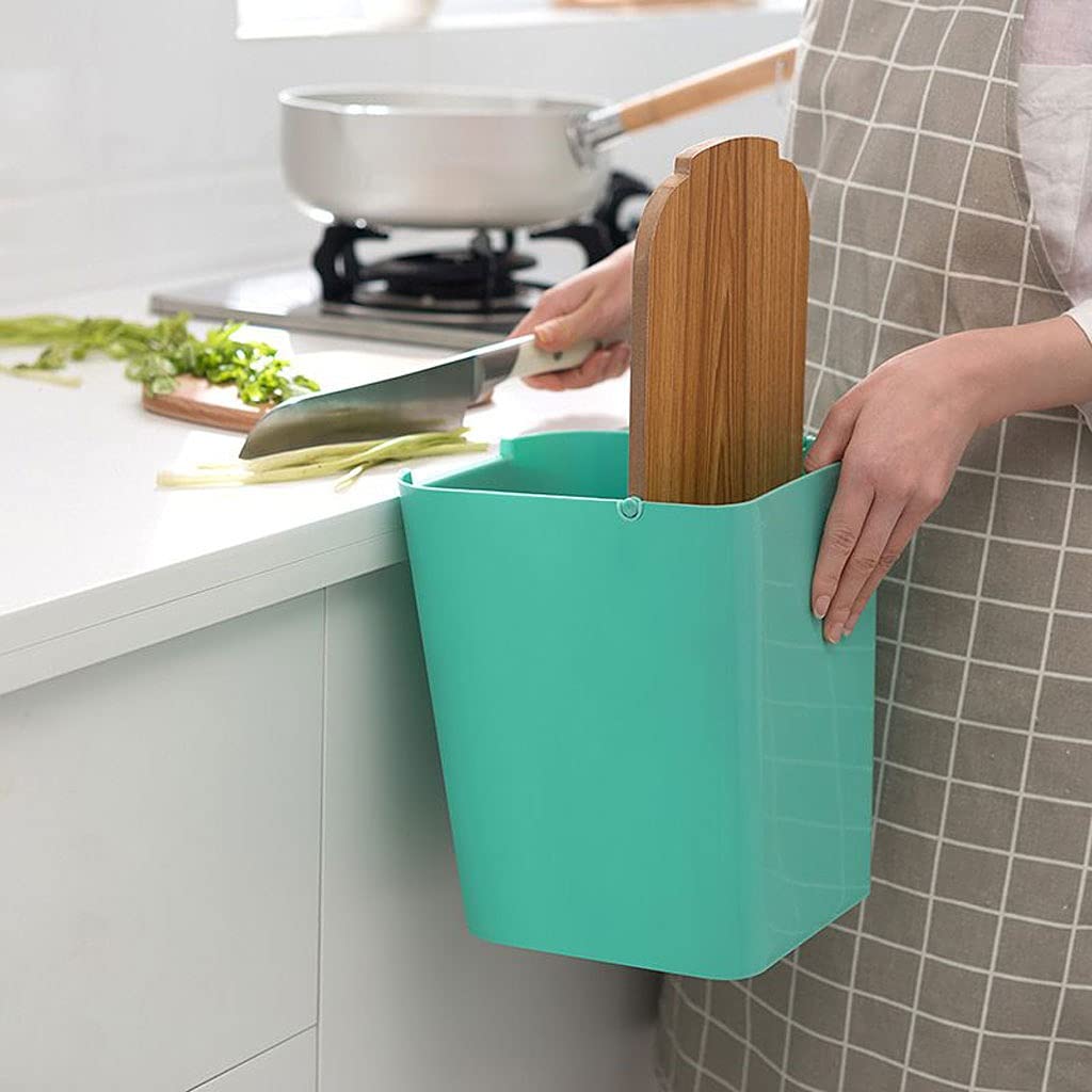 Creative Wooden Lid Trash Can for Kitchen & Bathroom - Flip Top Indoor Garbage Bin with Odor Control - White Household Waste Bin for Home, Office, Dorm Use