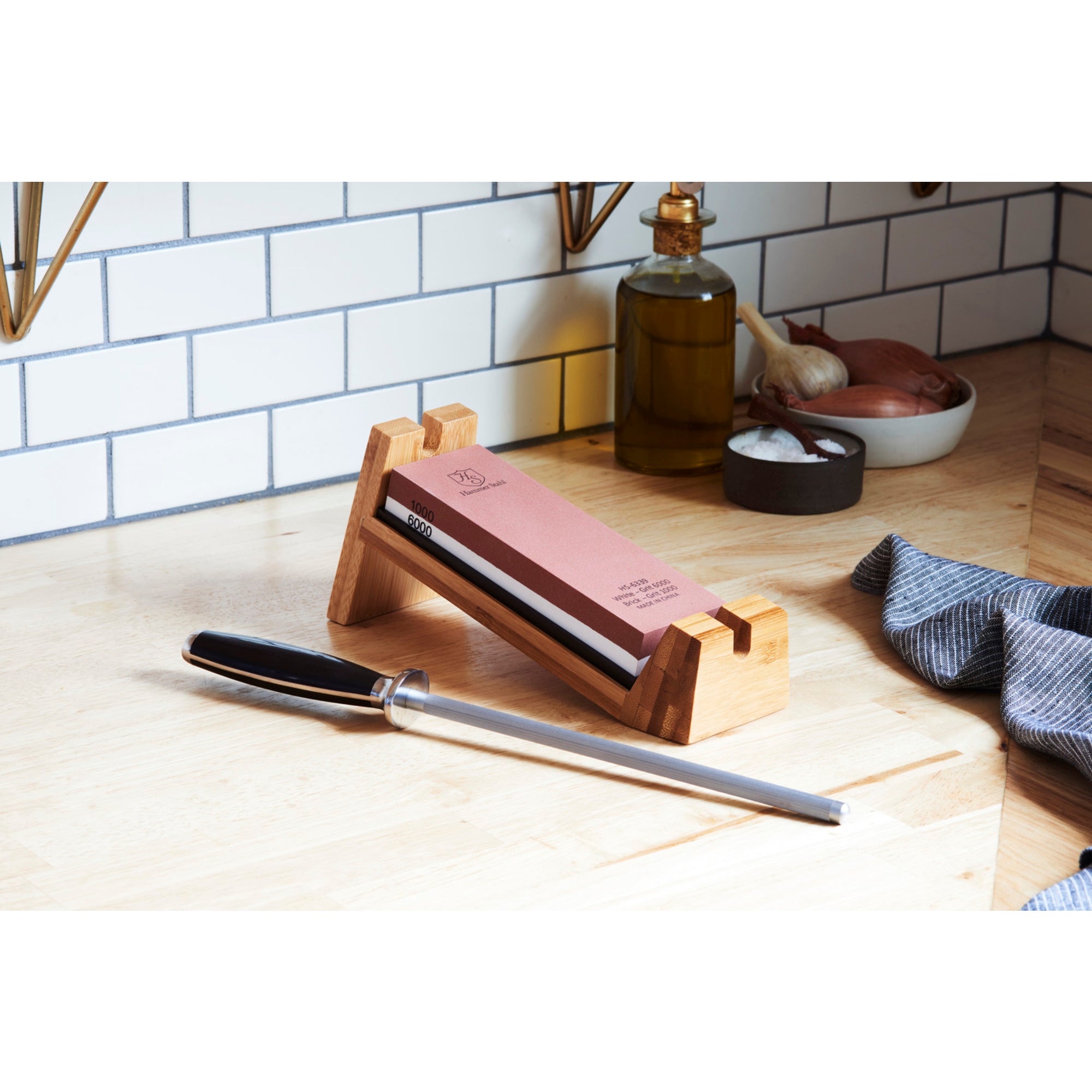 Hammer Stahl 3-Piece Knife Sharpening System - Professional Kitchen Knife Sharpener for Home & Commercial Use - Perfect for Chefs, Butchers & Outdoor Enthusiasts