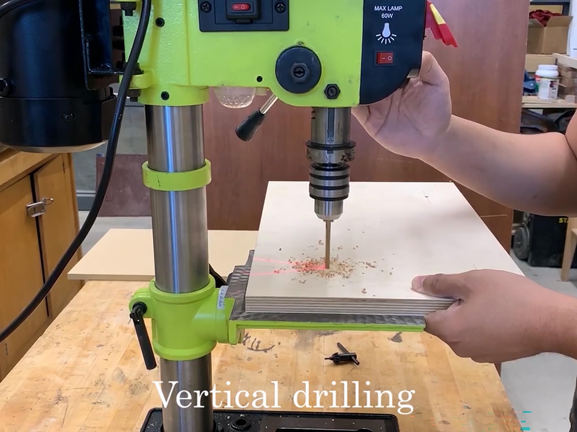 10-Inch Benchtop Drill Press 3.4 Amps 5-Speed with Laser Alignment & LED Light - Perfect for Woodworking, Metalworking, and DIY Home Projects
