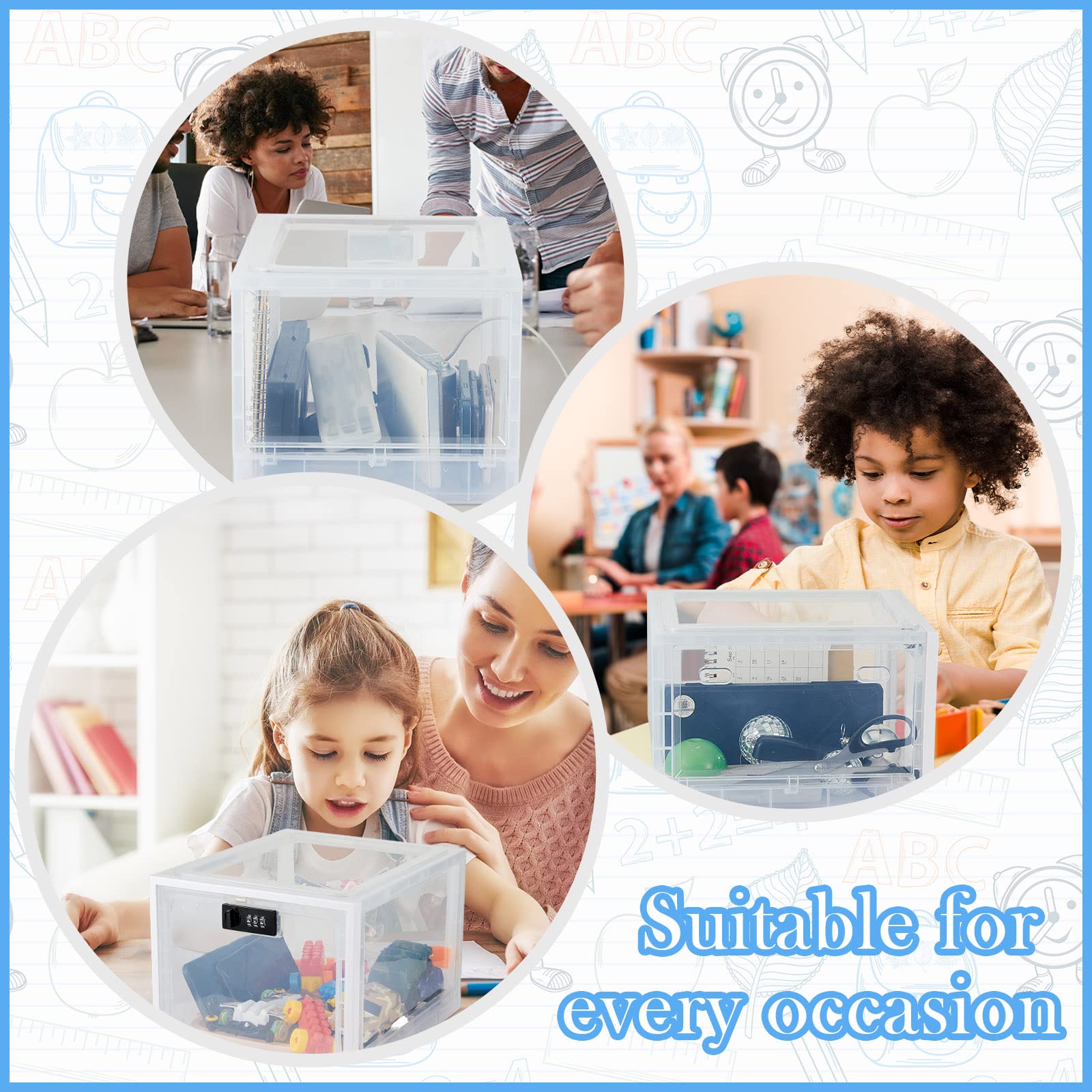 Juexica 2-Pack Large Clear Lockable Medicine Storage Box - 5L Secure Container for Medication, Food, Refrigerator Organization - Perfect for Home, Dorm, Office & Locker Storage - Transparent Design for Easy Identification