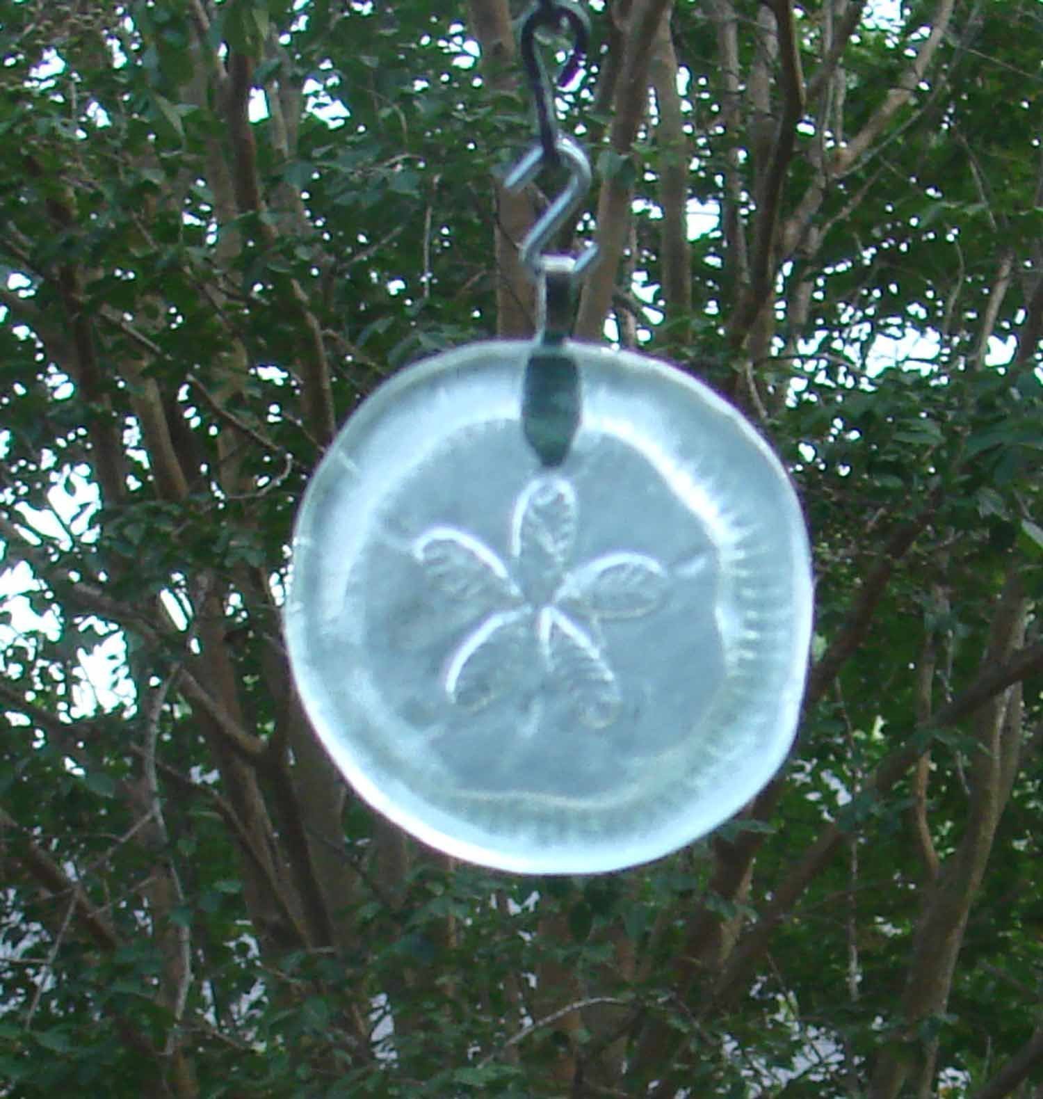 Handmade Upcycled Glass Coke Bottle Bottom Ornament - Sand Dollar Sun Catcher for Windows, Gardens & Home Decor