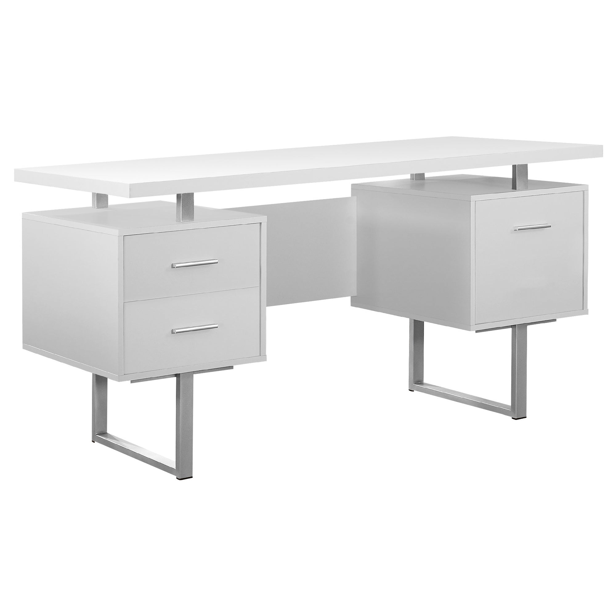 60L White & Silver Metal Office Series Storage Cabinet - Perfect for Home, Office & Classroom Organization