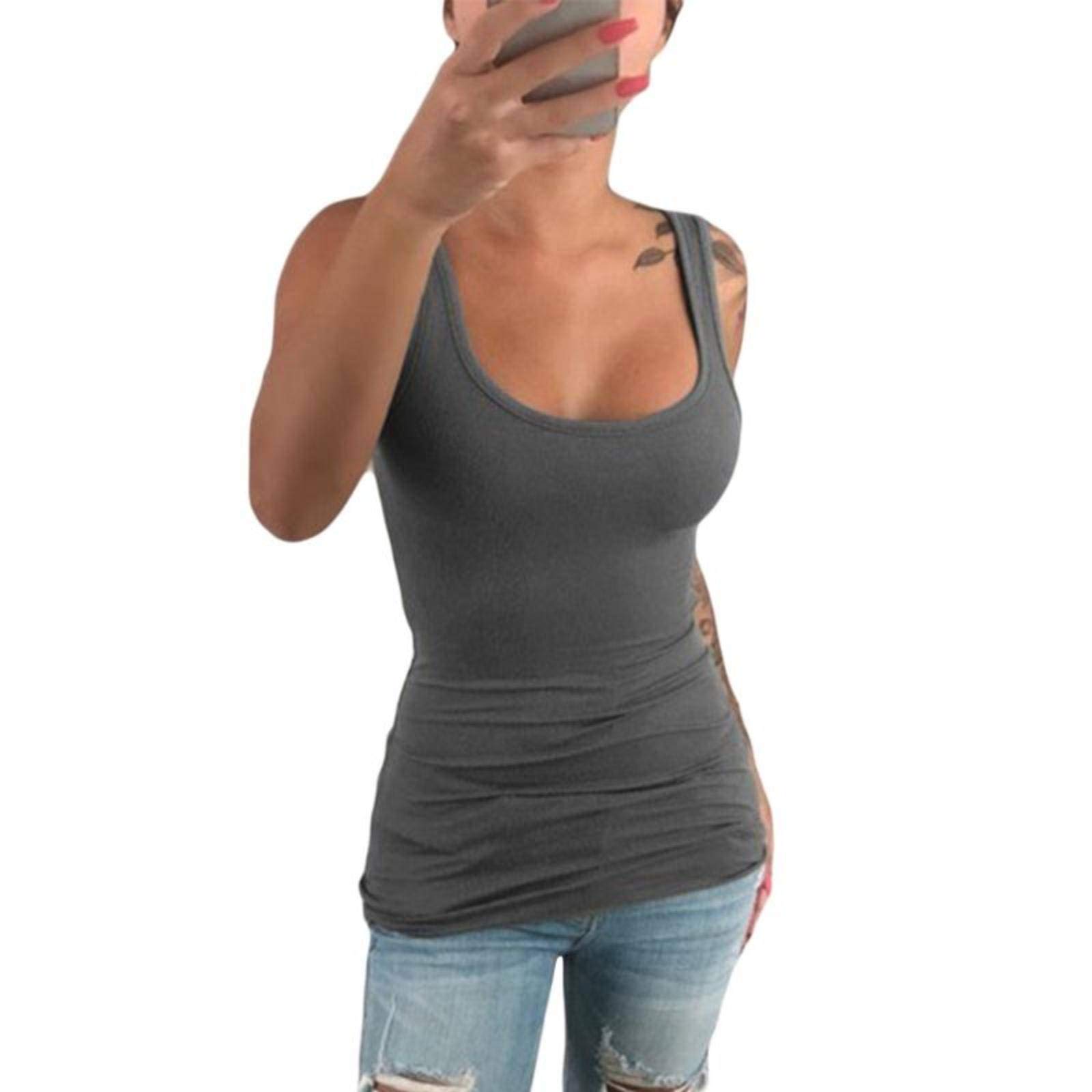 Women's Stretchy U-Neck Tank Tops - Breathable Summer T-Shirts in Solid Colors - Perfect for Casual Wear, Beach Outfits & Yoga Sessions