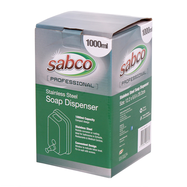 Sabco 1L Stainless Steel Soap & Lotion Dispenser - Elegant Touchless Bathroom & Kitchen Countertop Organizer for Liquid Soap, Hand Sanitizer & Dish Detergent