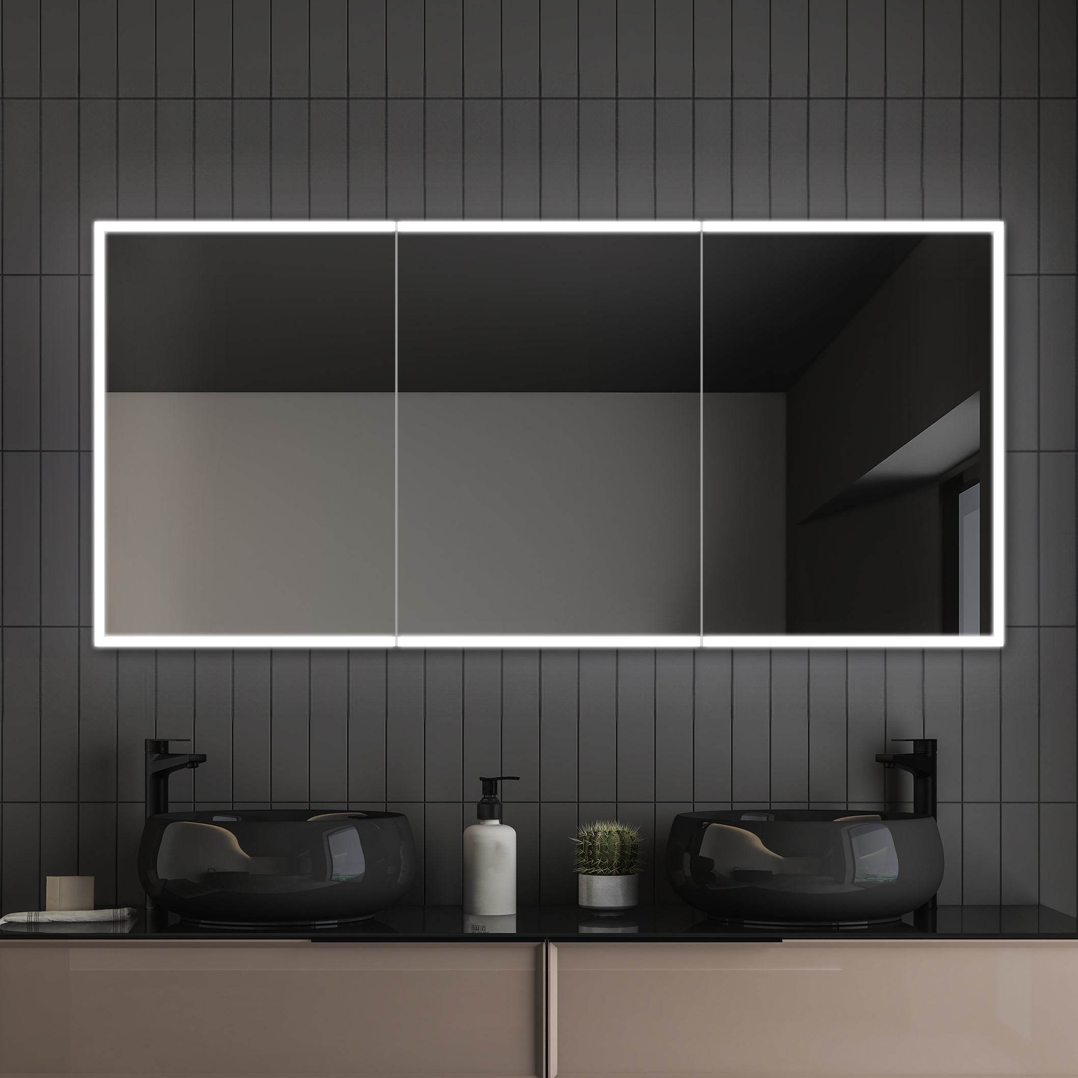 Dhalia LED Bathroom Medicine Cabinet with Defogger & 3X Magnifying Mirror - 5 Size Options for Vanity, Makeup, and Bathroom Storage