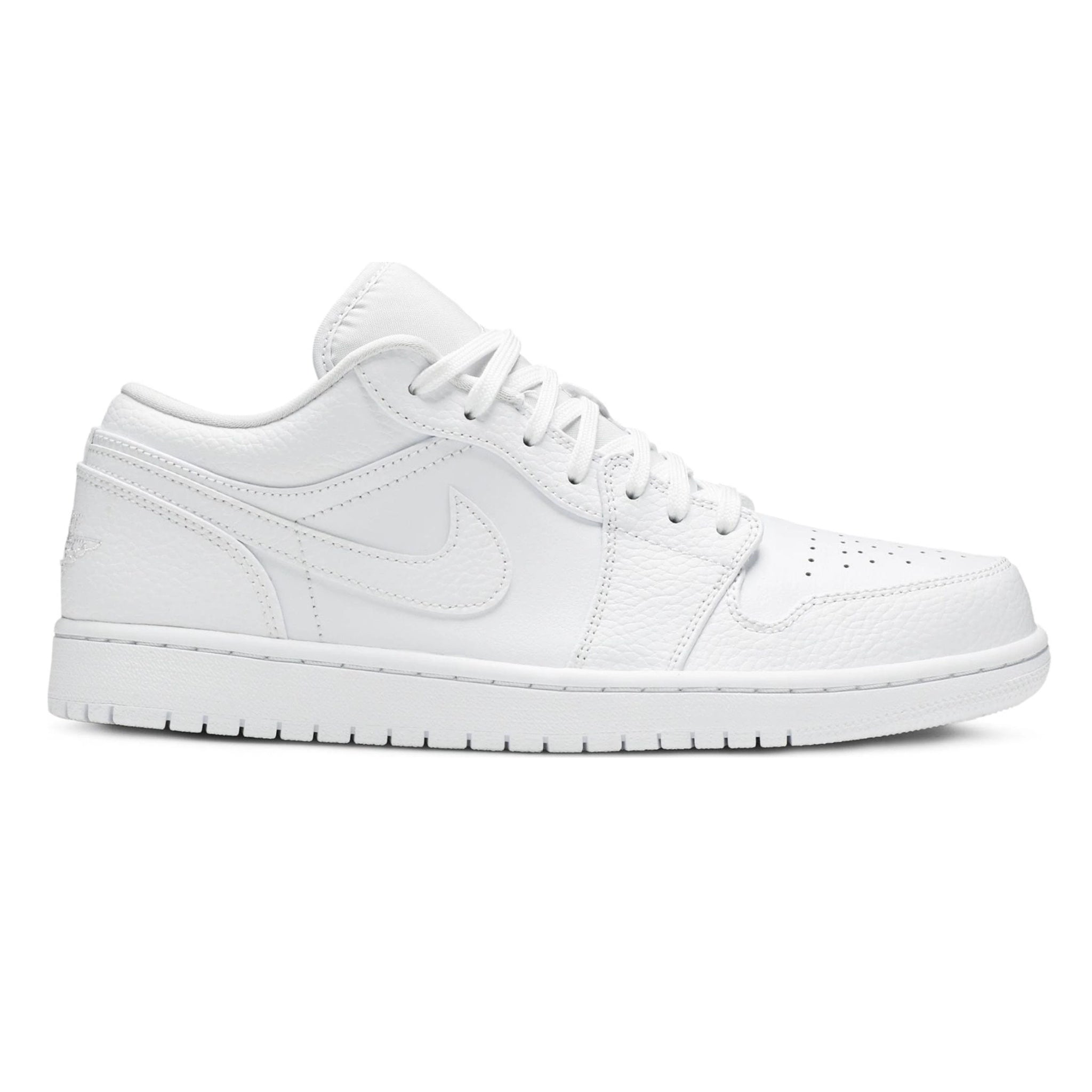 Air Jordan 1 Low Triple White Tumbled Leather Sneakers - Men's Basketball Shoes for Casual Wear & Street Style Fashion