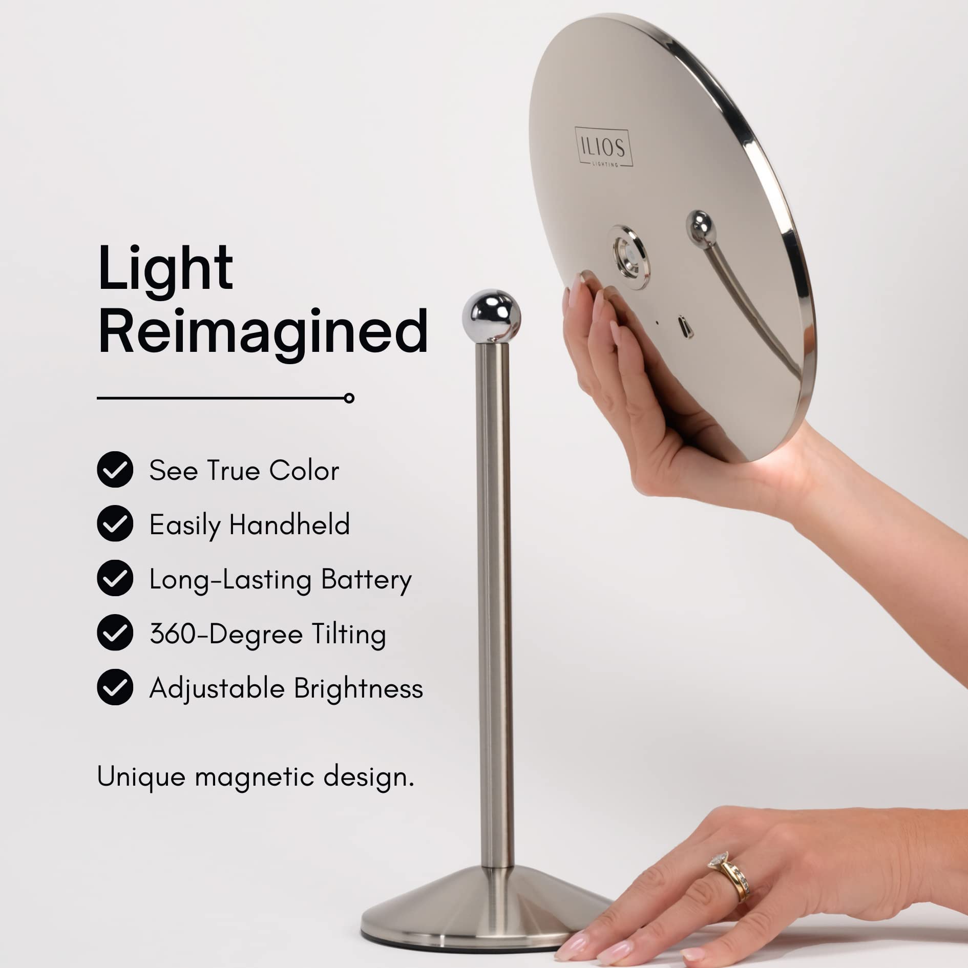 Wireless LED Vanity Mirror with 5X Magnification & Adjustable Brightness - Rechargeable Makeup Mirror for Home & Travel - Perfect for Makeup Application, Skincare Routine & Professional Beauty Use