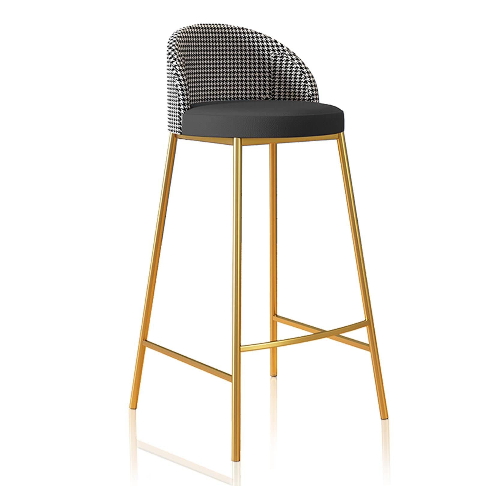 Modern Bar Stools with Back - Faux Leather Upholstered Kitchen Stools, Bold Gold Metal Legs, Industrial Style (65/70/75cm Seat Height) - Perfect for Farmhouse Kitchen, Home Bar, Pub & Restaurant Decor