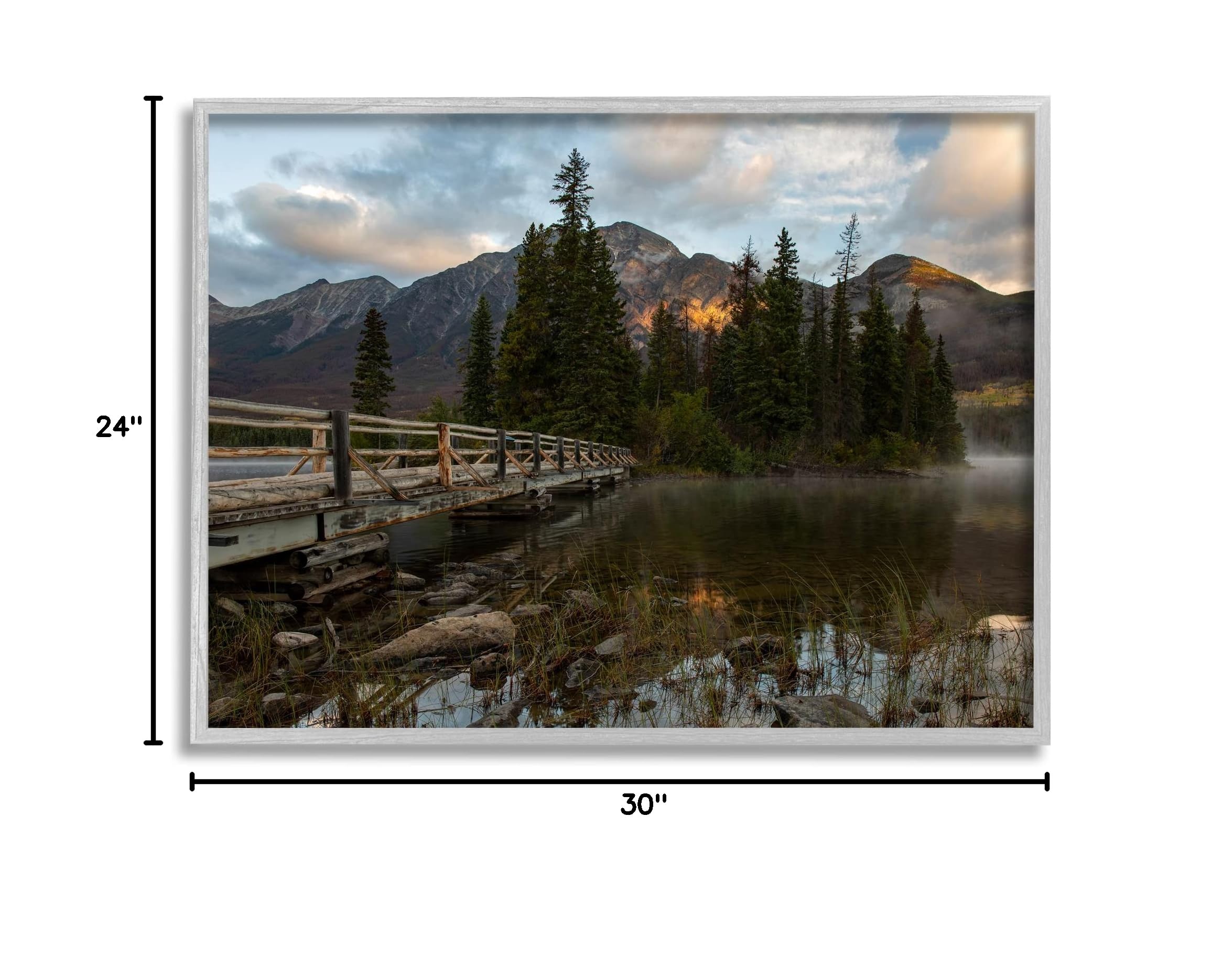 Stunning Mountainside Lake Bridge Landscape Photography Print by Daniel Sproul - Grey 30x24 Wall Art - Perfect for Living Room, Bedroom & Office Decor