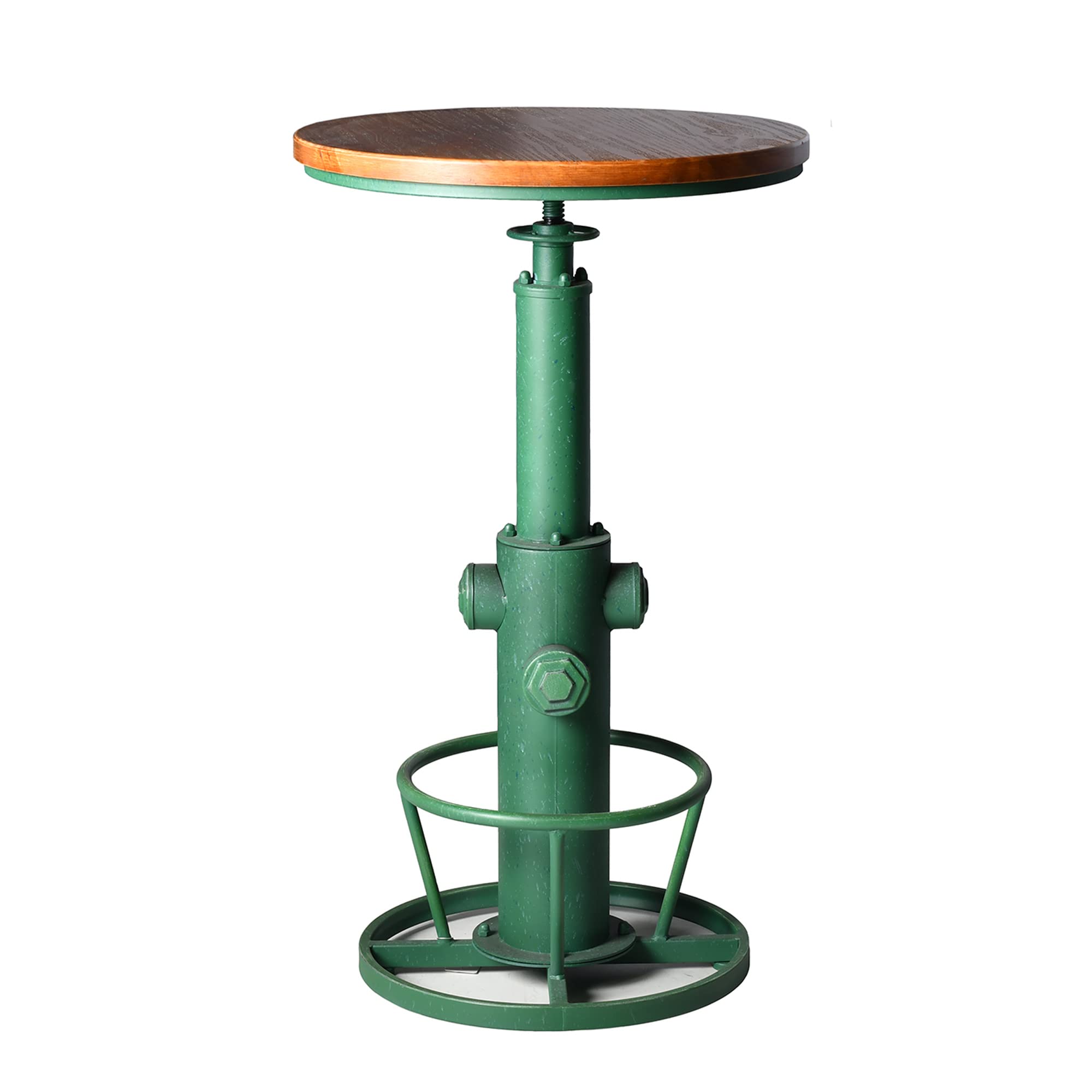 Adjustable Height Industrial Bar Table 38.58-48.43 Inches - Antique Green Pub Table for Kitchen, Dining Room & Coffee Bistro | Perfect for Home Bars, Restaurants and Outdoor Entertaining