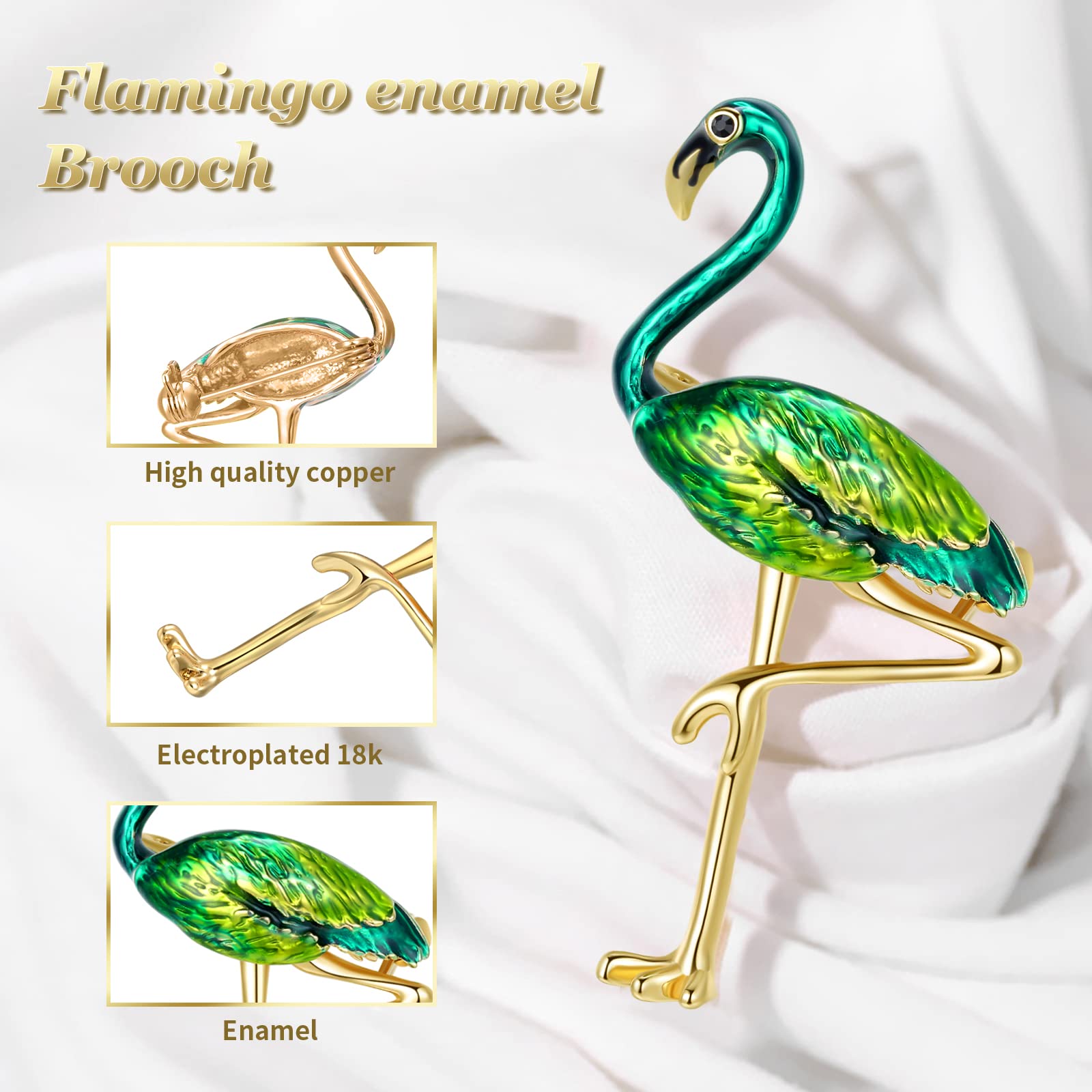Flamingo & Cat Enamel Brooches for Women - Wedding & Birthday Gifts