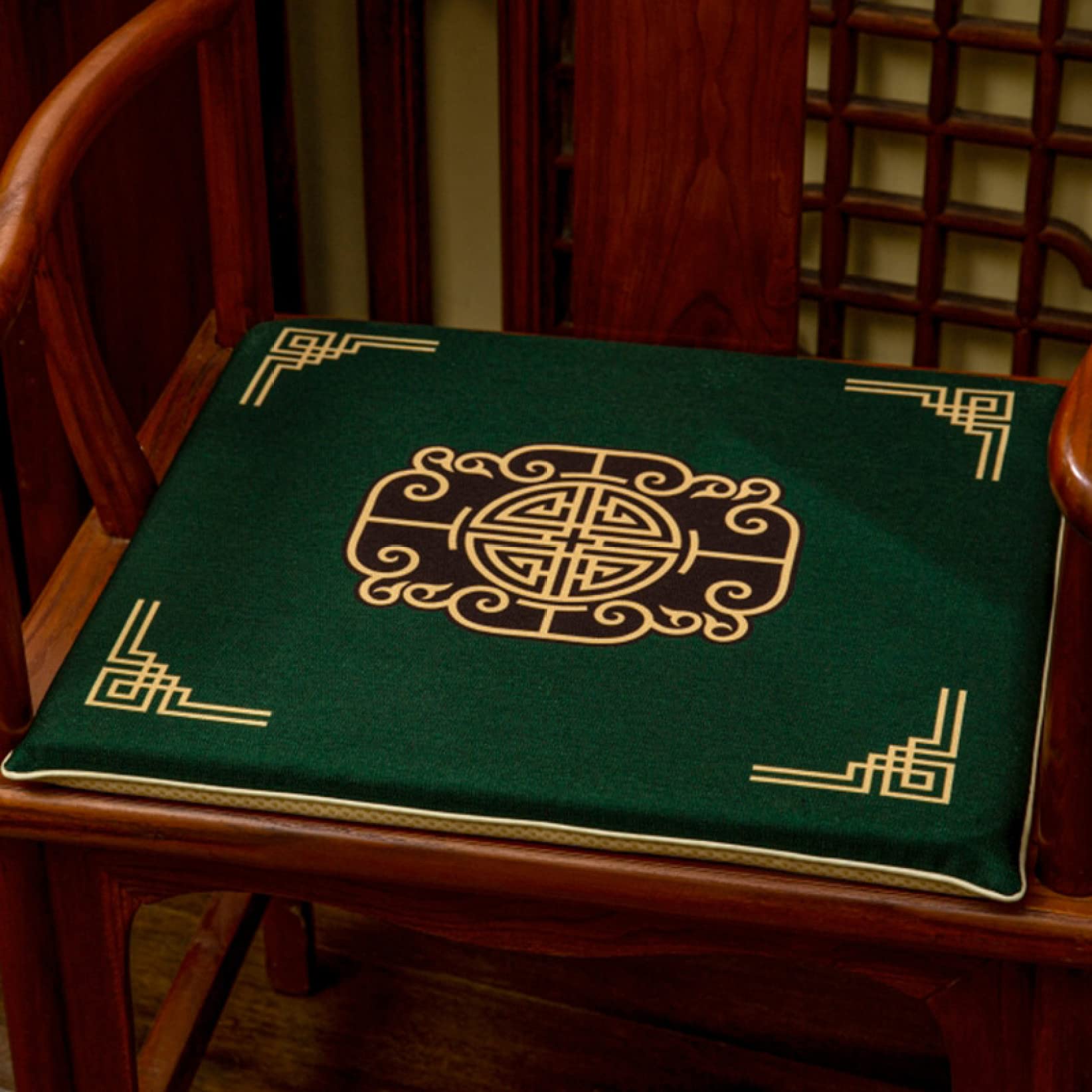 Traditional Chinese Style Office Chair Cushion - Red Wooden Armchair Seat Pad with Sponge for Home & Office Decor | Perfect for Study, Living Room, and Workspace
