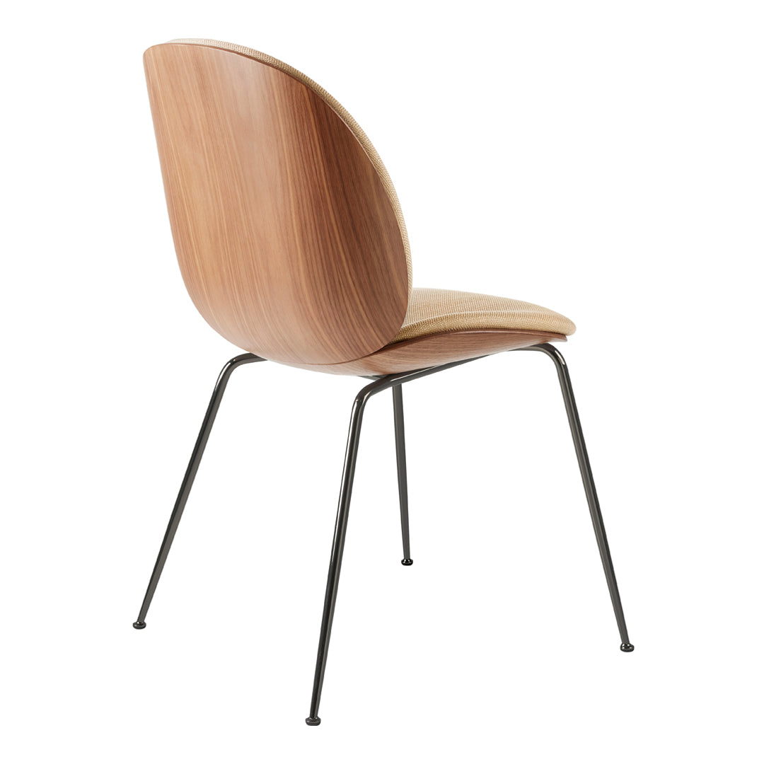 Modern Beetle Dining Chair with Upholstered Front & 3D Veneer Shell - Conical Base for Kitchen, Dining Room, or Office - Comfortable Seating Solution for Home & Commercial Spaces