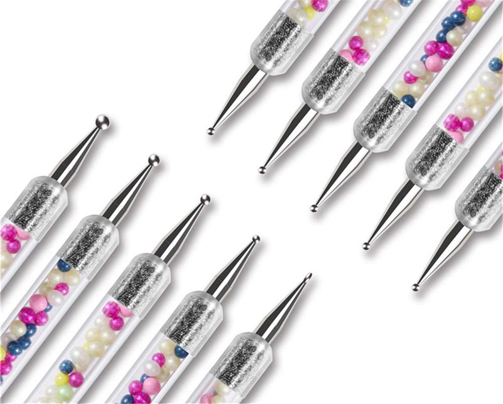 5Pcs Professional Double Head Nail Dotting Pen Set - Nail Art Tools for Natural, False & Acrylic Nails - Perfect for DIY Manicure, Nail Design & Salon Use