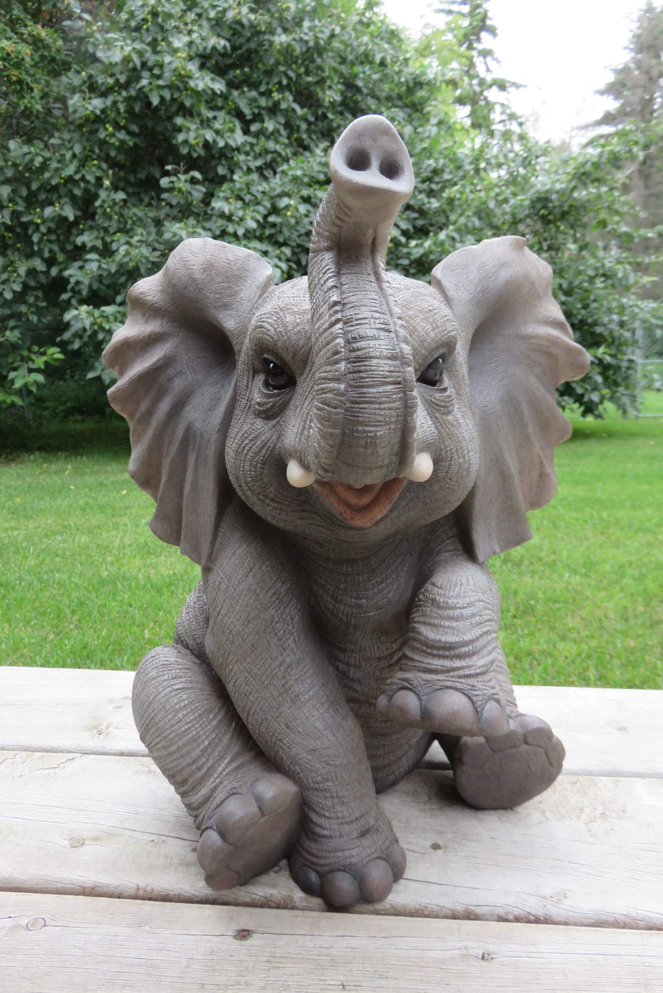 Handcrafted Sitting Elephant Baby Statue with Raised Trunk - Perfect for Nursery Decor, Baby Shower Gifts & Feng Shui Home Accessories