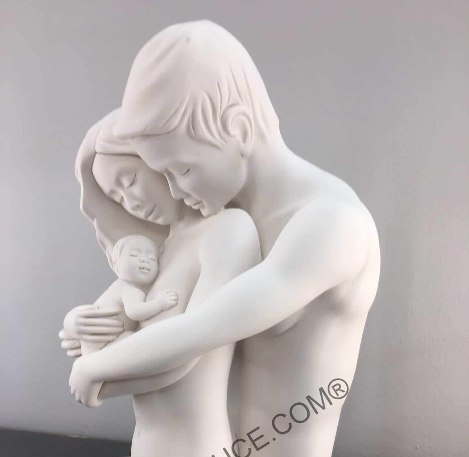 MAZZOLA LUCE Holy Family Nativity Table Sculpture - Modern White Chalk Design with Silver Base | Religious Home Decor, Christmas Centerpiece, Gift for Catholic Families