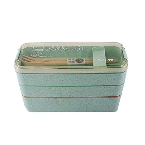 Eco-Friendly 3-Layer Wheat Straw Bento Box | Microwave Safe Food Storage Container | BPA-Free Lunch Box for Office, School & Picnics | Color B