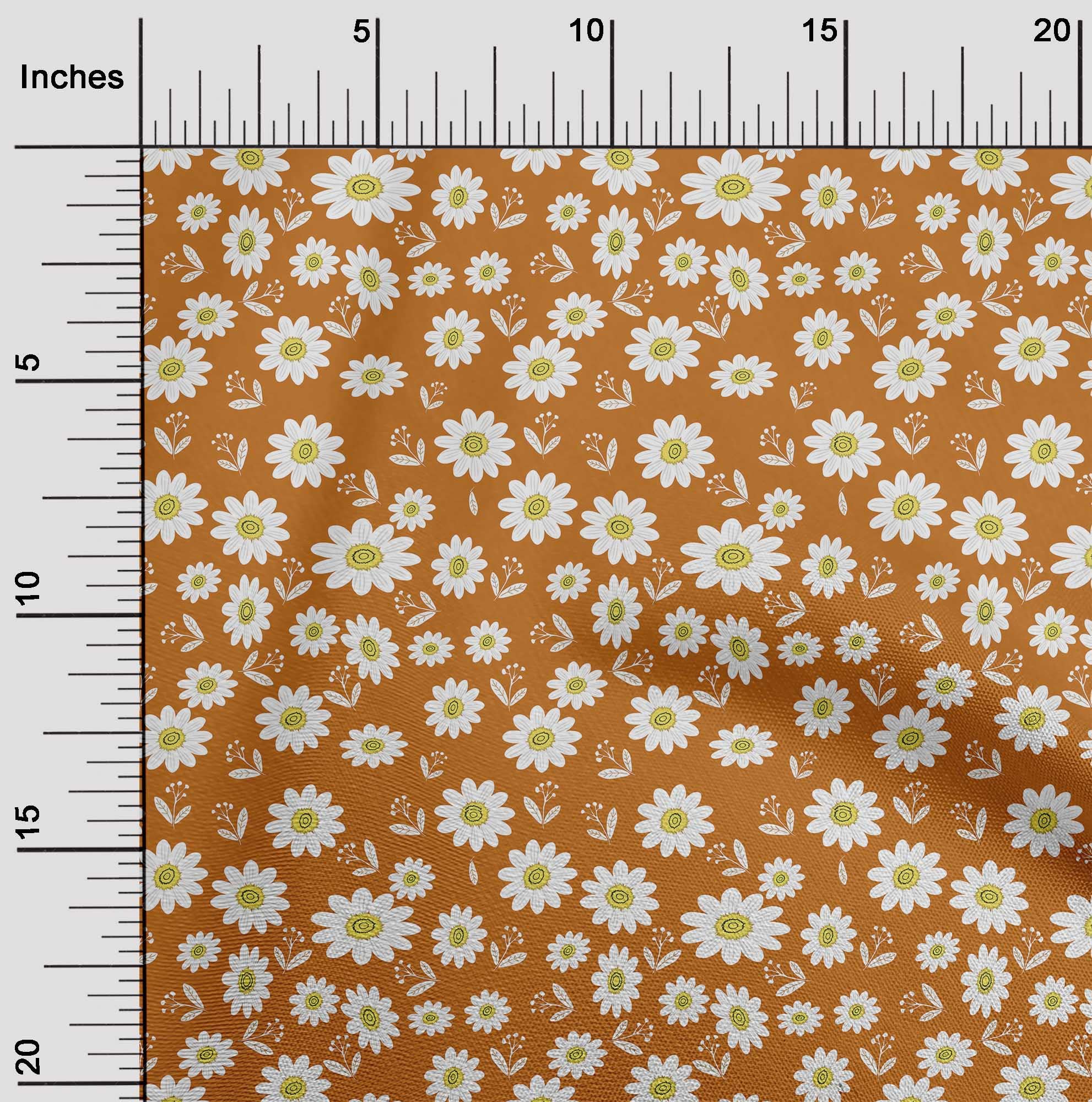 oneOone Georgette Viscose Orange Floral Print Fabric - 42 Inch Wide for Kids Clothing & DIY Sewing Projects | Soft, Lightweight Material for Dresses, Skirts & Craft Supplies by The Yard