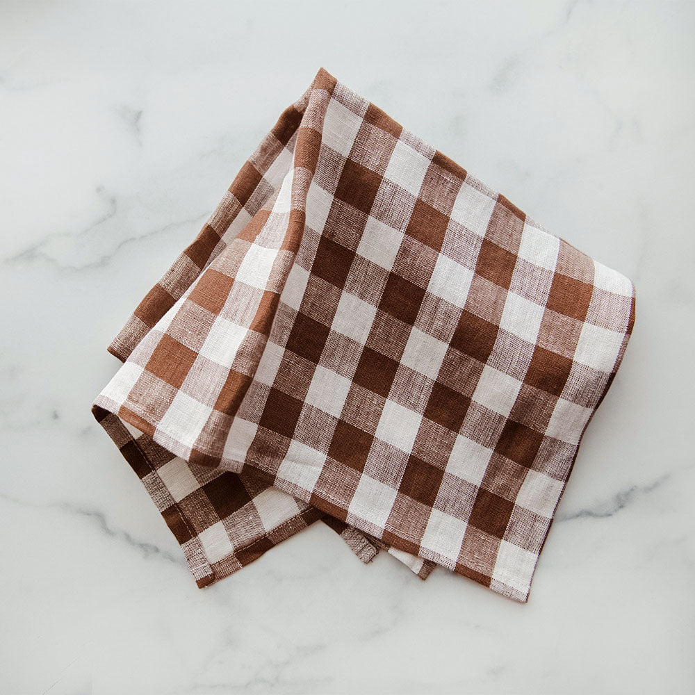 Premium Gingham Linen Napkin Set - 12-Piece Cotton Table Napkins for Dining, Kitchen & Party Decor - Elegant Checkered Design for Weddings, Picnics & Home Decor
