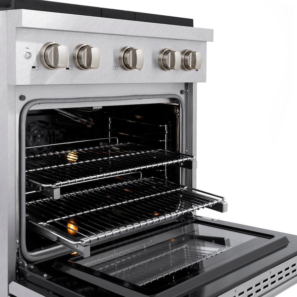 ZLINE 30 Inch 4.2 Cu. Ft. Paramount Gas Range with 4 Burner Cooktop & Convection Gas Oven - Satin Stainless Steel (SGRS 30) | Professional Kitchen Appliance for Home Chefs & Cooking Enthusiasts