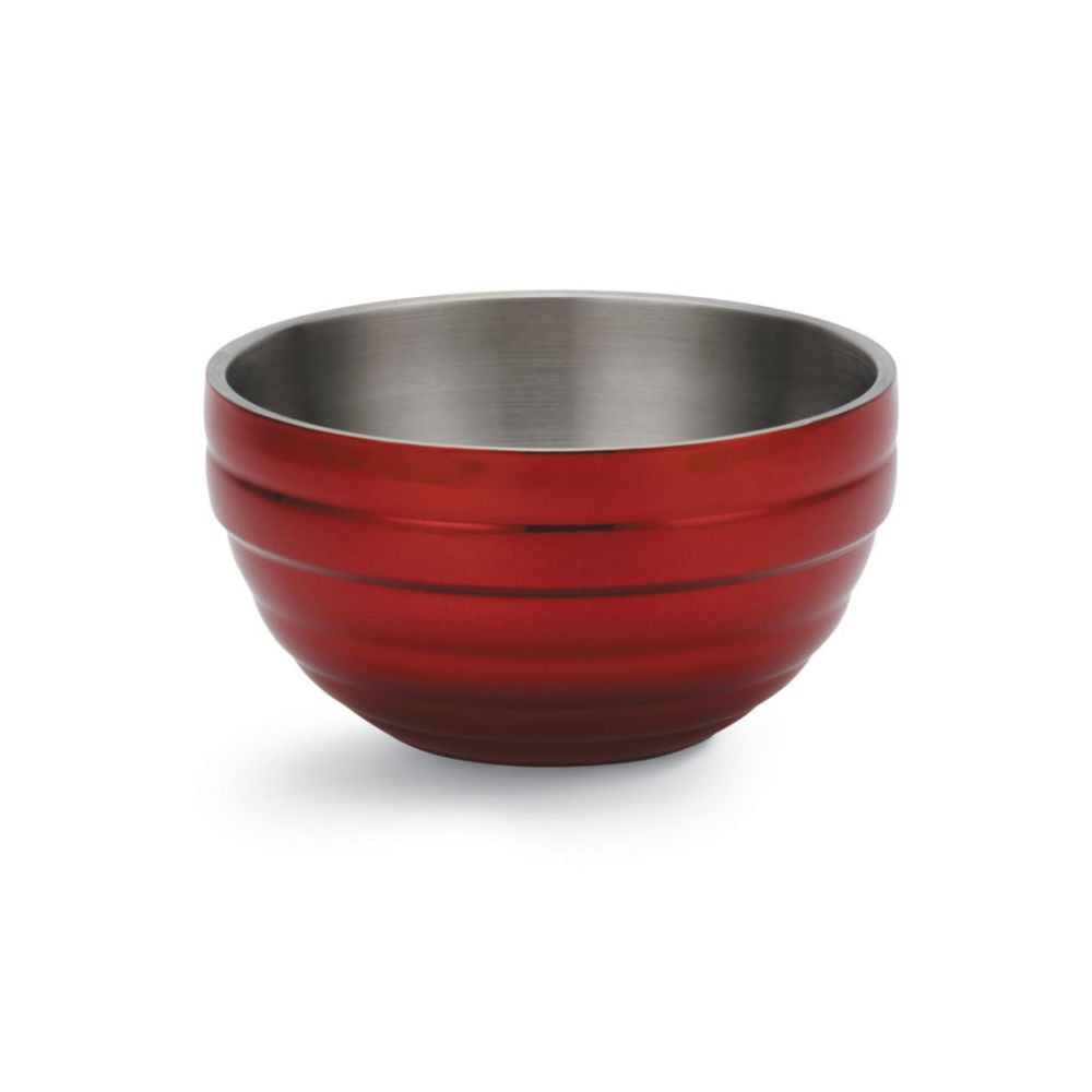 Vollrath 10 Quart Round Double Wall Insulated Serving Bowl - Dazzle Red | Premium Stainless Steel Food Container for Salads, Pasta, Ice Cream | Perfect for Restaurants, Catering & Home Entertaining