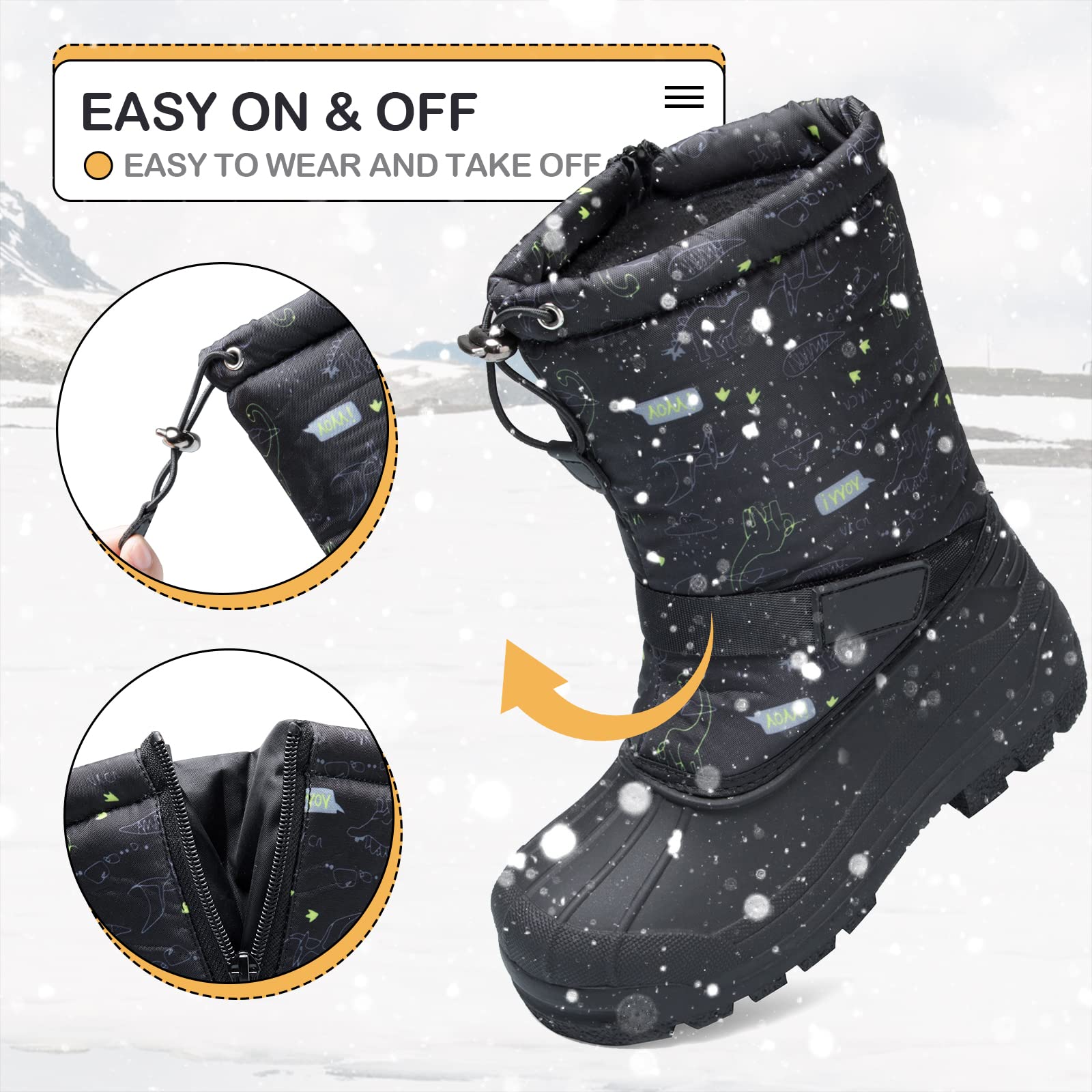 K KomForme Snow Boots for Boys & Girls - Waterproof Winter Boots with Slip-Resistant Sole | Warm & Cozy for Toddler, Little Kid & Big Kid | Perfect for Snow Play, Sledding & Outdoor Winter Activities