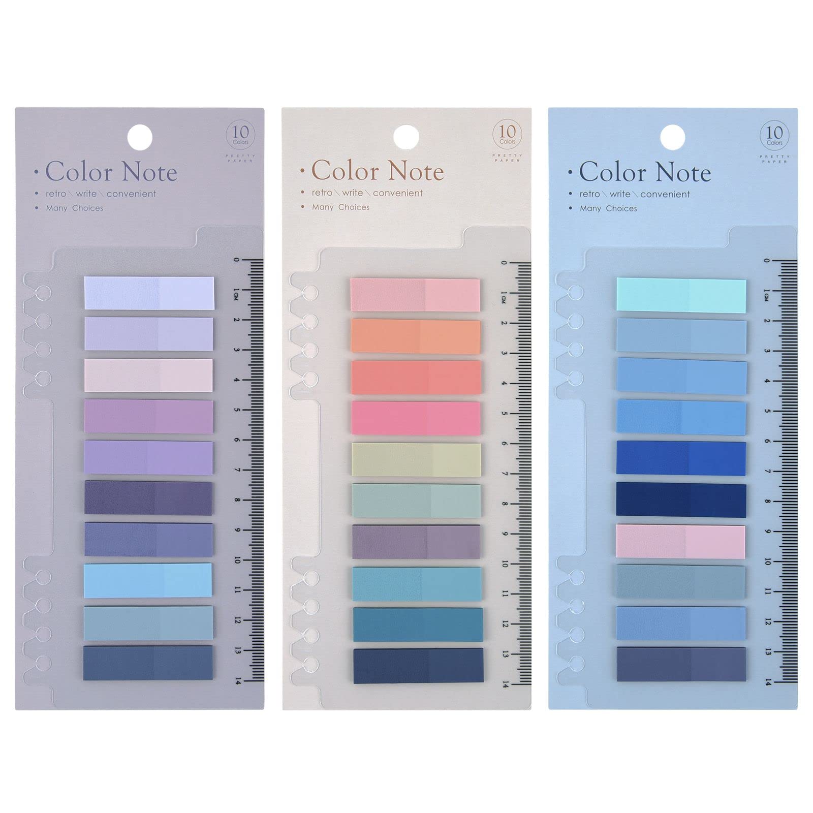 NEBURORA 600 Pcs Pastel Colored Sticky Index Tabs - Self-Stick Note Pads with Rulers, Waterproof & Writable Page Markers for Books, Files, Office Organization (3 Pack) - Perfect for Classifying Documents, Study Notes & Office Filing