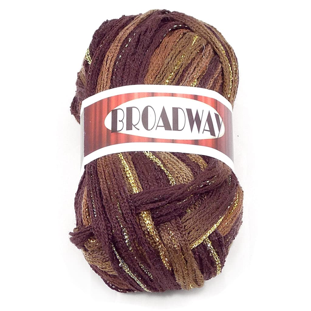 Knitting Fever Broadway Ruffling Yarn - Premium Brown Yarn for Knitting & Crocheting | Perfect for Scarves, Shawls & Home Decor Projects