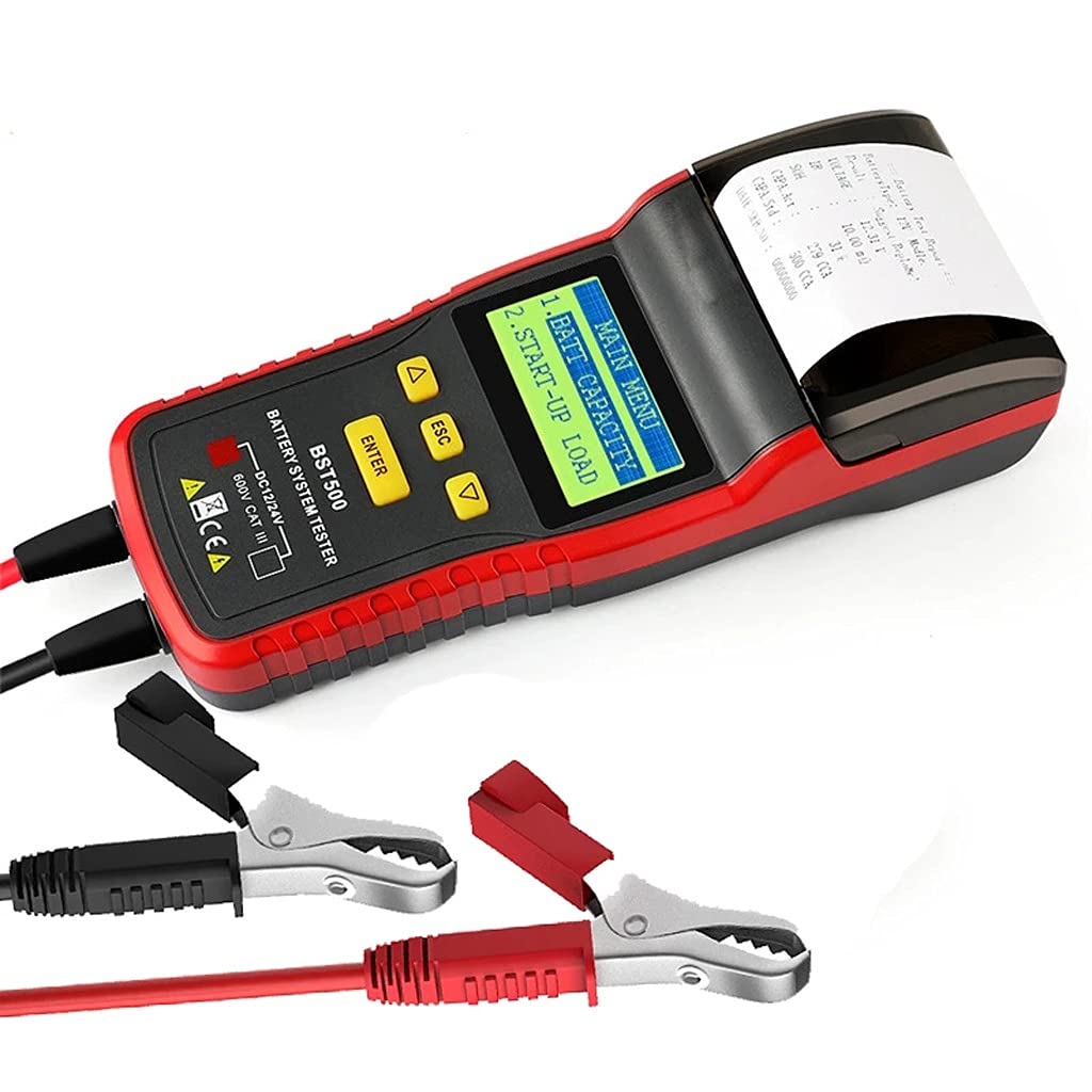 SLSFJLKJ BST500 12V & 24V Heavy Duty Car Battery Charger Tester Analyzer with Printer - Auto Diagnostic Tool for Trucks, Cars, SUVs - Perfect for Mechanics, Auto Shops & DIY Battery Maintenance