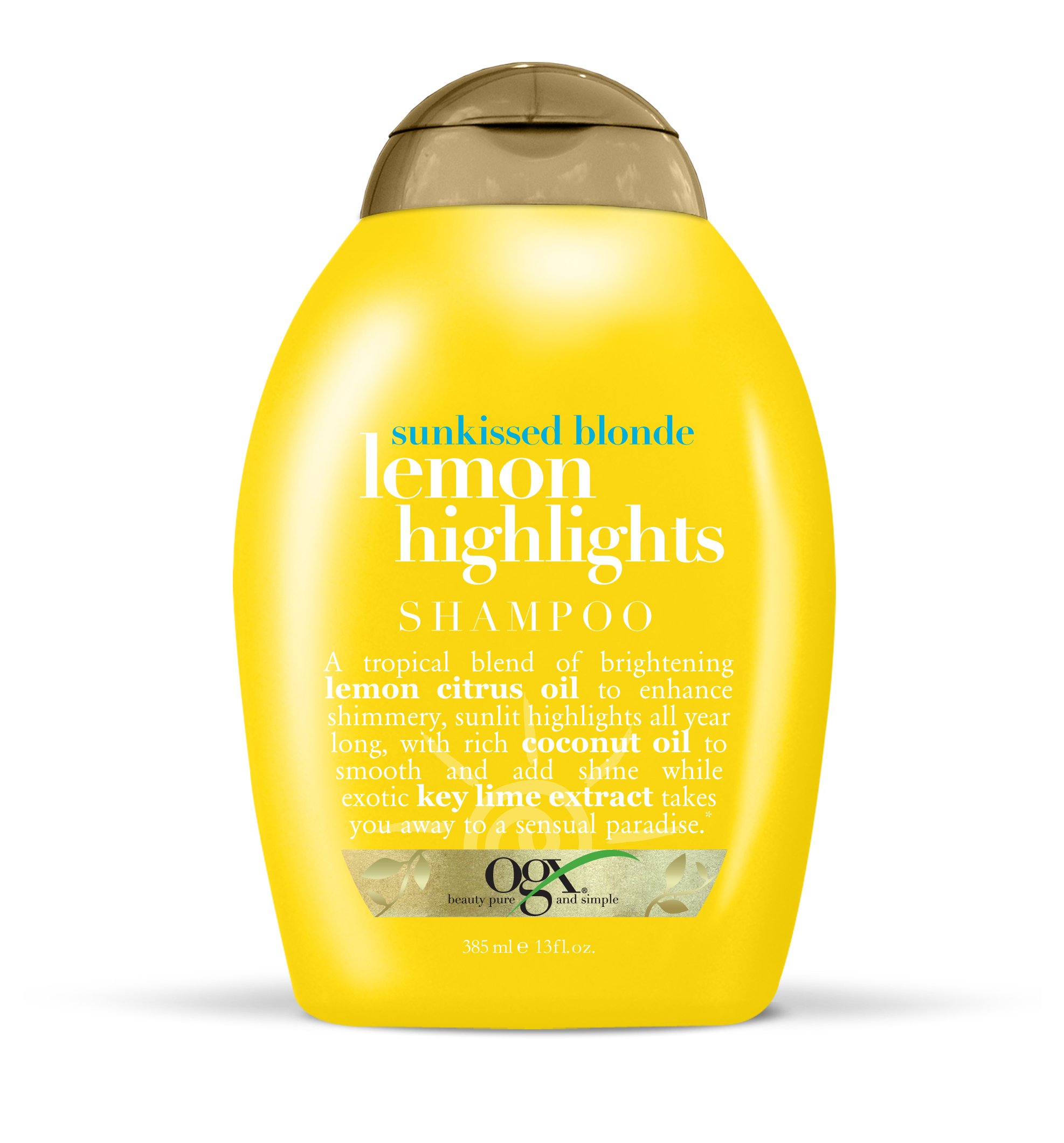OGX Sunkissed Blonde Lemon Highlights Shampoo for Blonde Hair, 13 oz - Brightens & Enhances Blonde Tones, Sulfate-Free & Paraben-Free - Perfect for Daily Use & Salon-Quality Results at Home