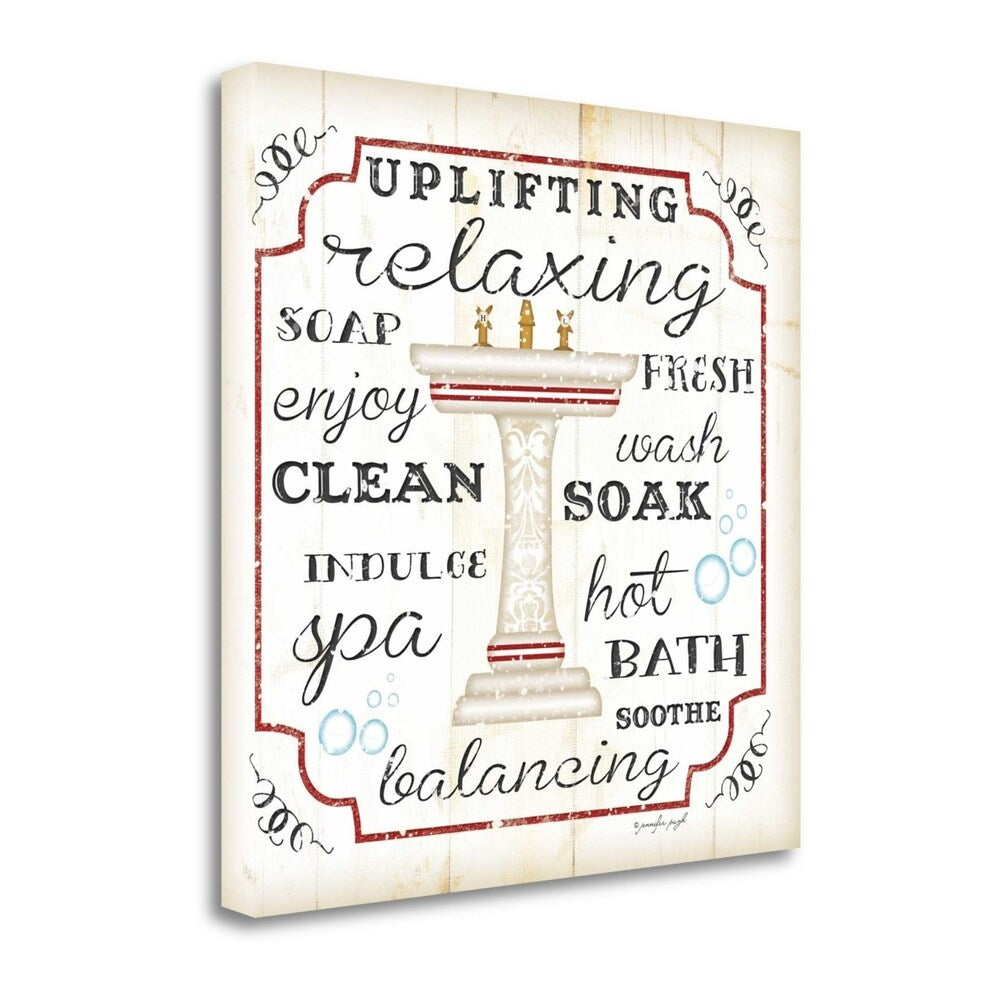Bath I White and Red by Jennifer Pugh - Premium Giclee Print on Gallery Wrap Canvas - Perfect for Home Decor, Office Wall Art & Gift Giving