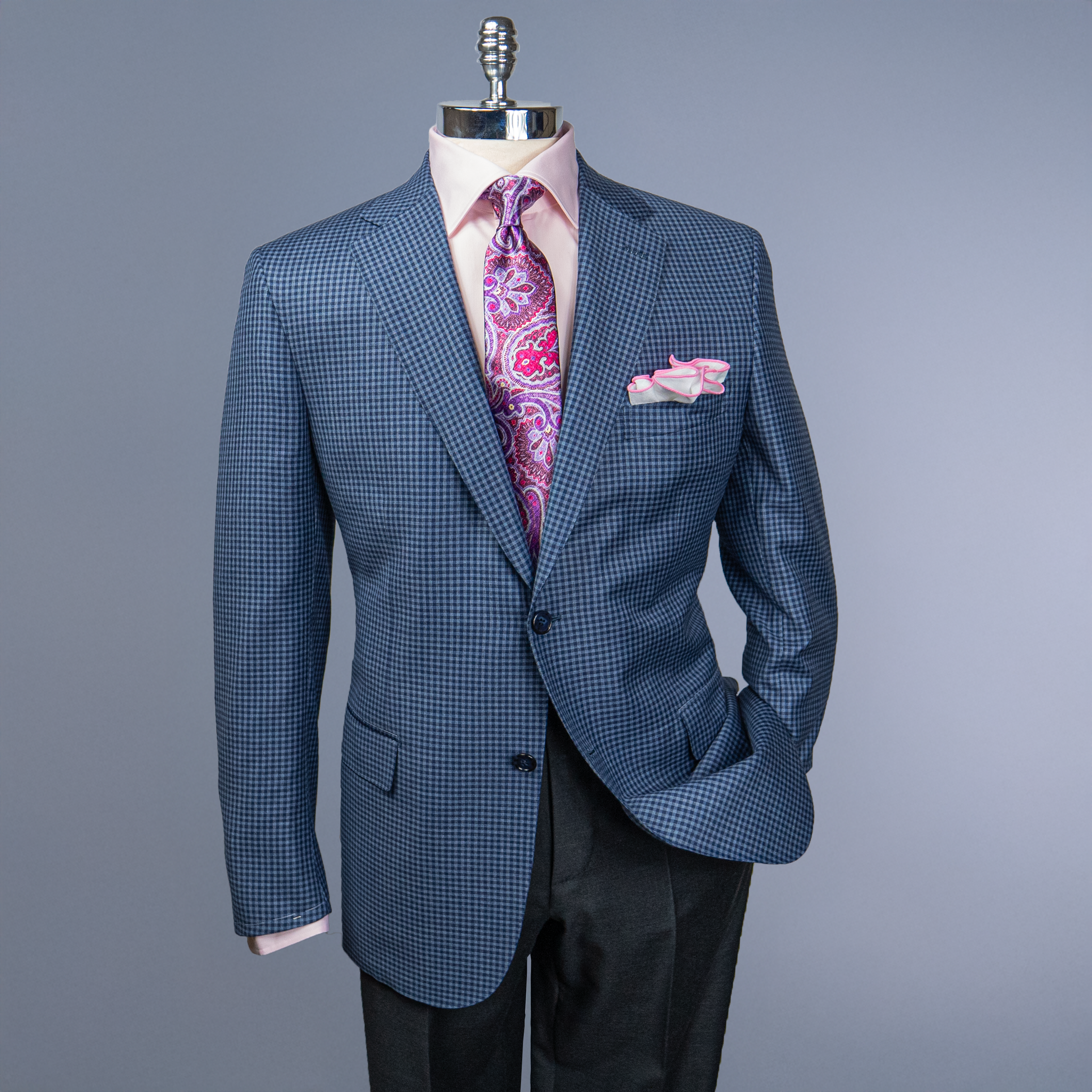 BRIONI Blue Check Sport Coat for Men | Premium Wool Blazer | Business & Formal Wear | Perfect for Office, Weddings & Special Events