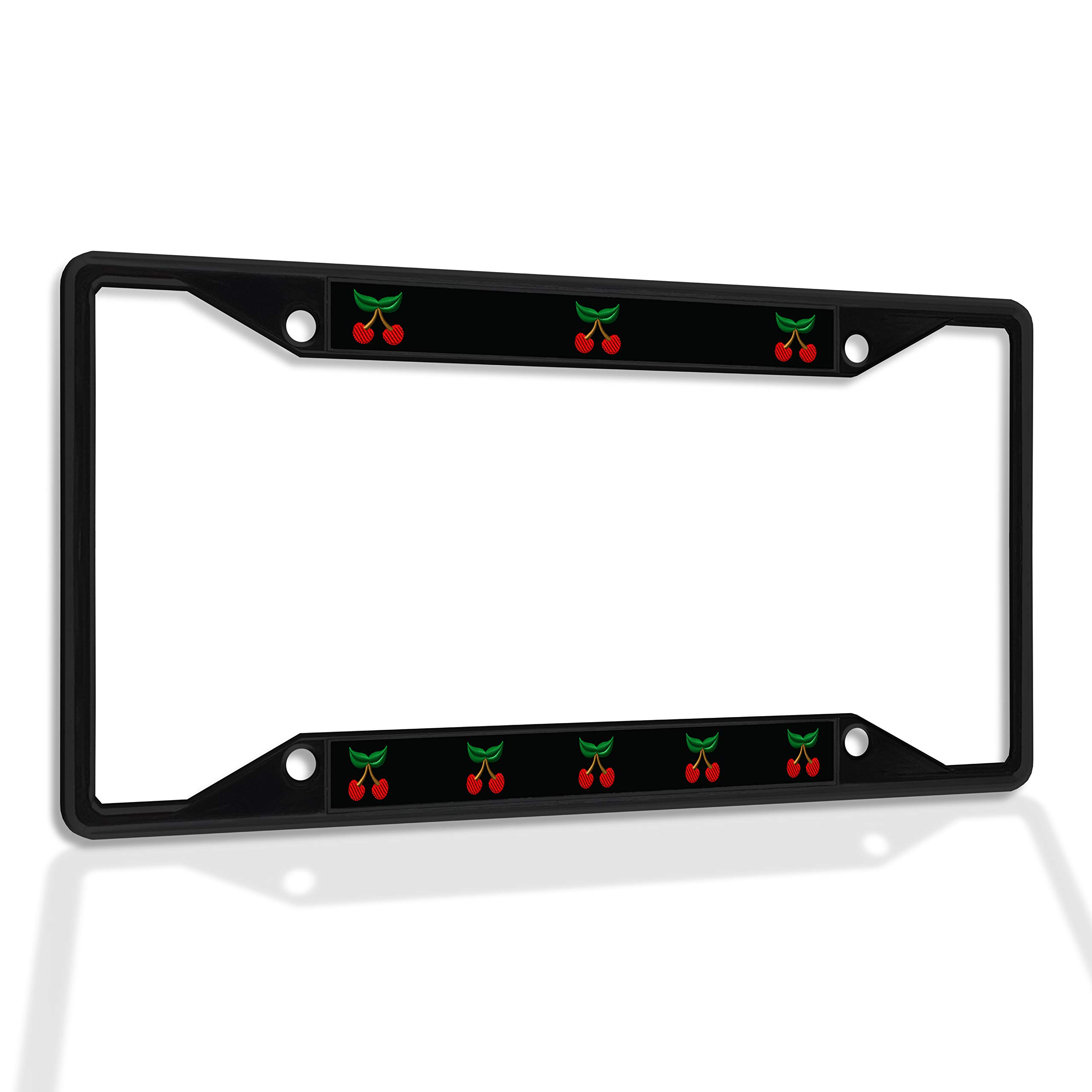 Premium Metal Insert License Plate Frame - Black Cherry Design, Weatherproof & Durable Car Accessories with 4-Hole Solid Insert | Perfect for Customizing Cars, Trucks & SUVs