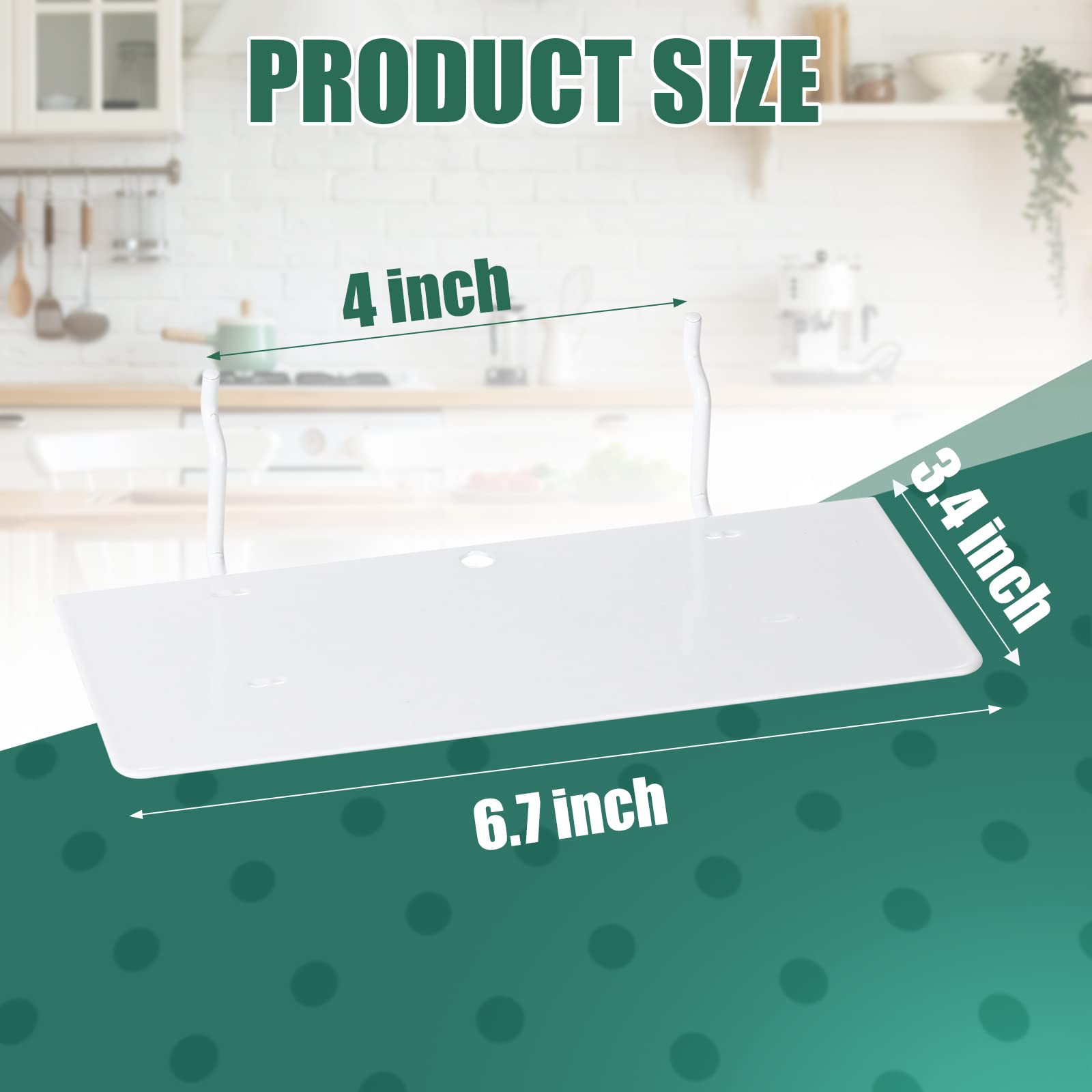 4 Pack White Pegboard Shelves - 7 x 3 Inch Steel Wall Organizer Brackets & Tray for Craft Room, Home Garage, Nursery, Workbench & Kitchen Storage | Heavy Duty Pegboard Accessories & Organizing Tools