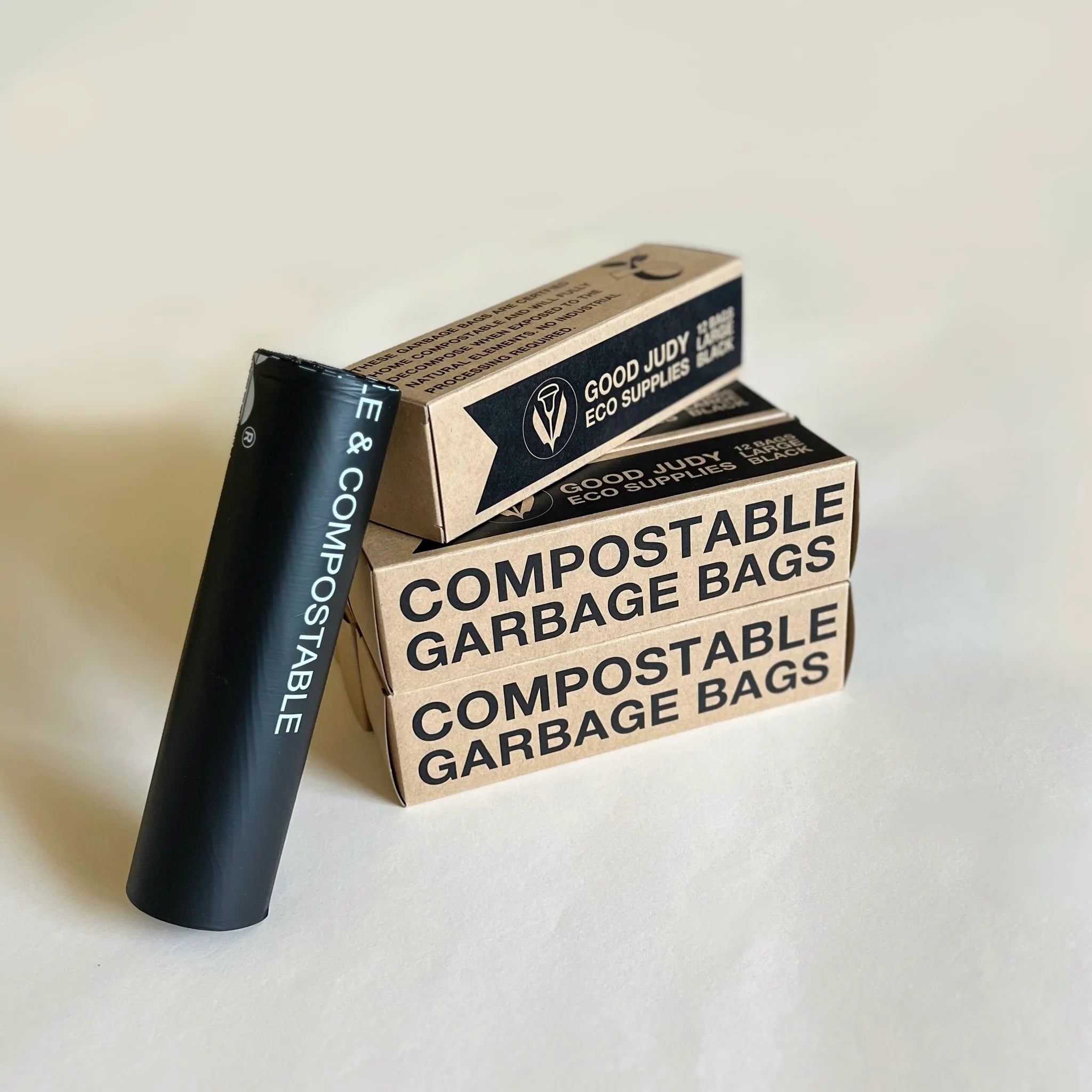 Eco-Friendly Compostable Large Black Trash Bags - Heavy Duty 13 Gallon Kitchen & Yard Waste Bags for Sustainable Home & Outdoor Use