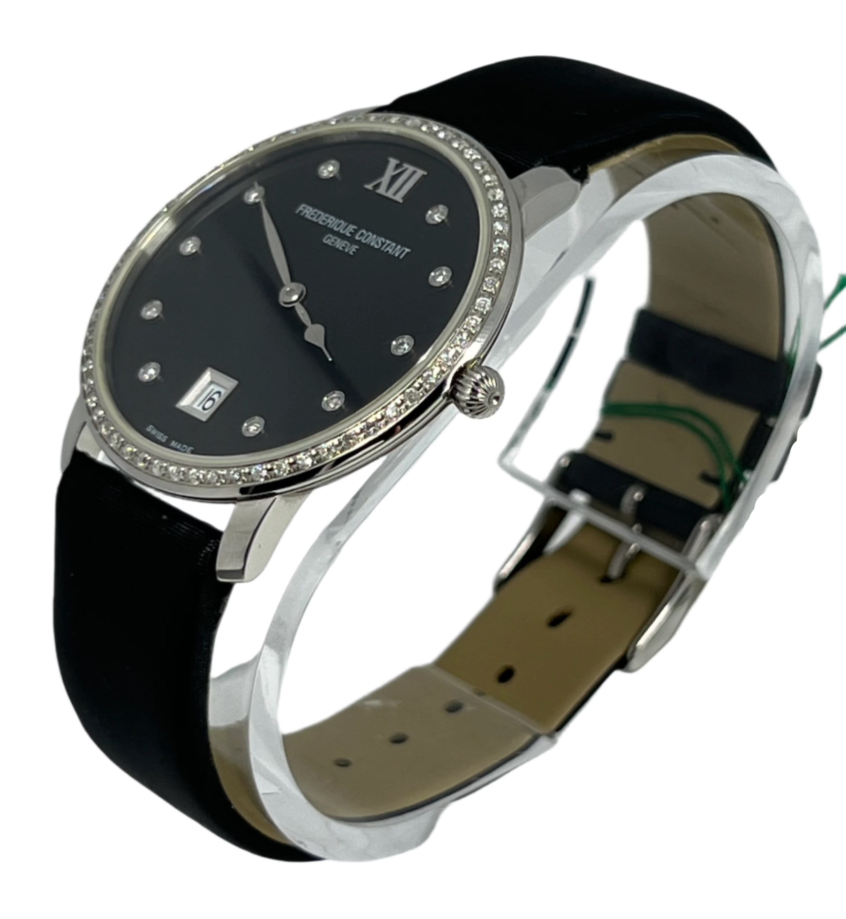 Frederique Constant Slimline Women's Watch - Stainless Steel & Diamond Accents | Elegant Dress Watch for Formal Events & Special Occasions
