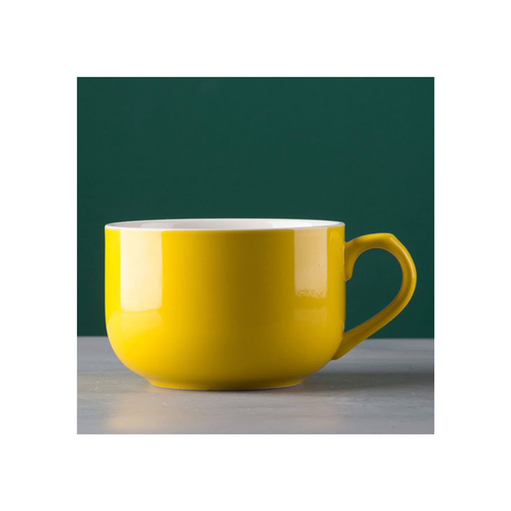 Haifle 25oz Large Ceramic Soup Mug with Handle - Microwave & Dishwasher Safe Coffee Cup for Cereal, Milk, Tea, Ice Cream - Perfect for Breakfast, Snacks, and Office Use - Yellow