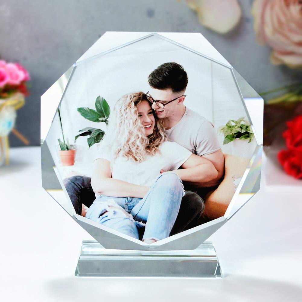 Personalized Crystal Glass Photo Frame - Custom Engraved Desktop Decor for Birthdays, Weddings, Anniversaries | Unique Gift for Wife, Husband, Couples, Girlfriend, Friends & Kids | Perfect for Home, Office & Special Occasions