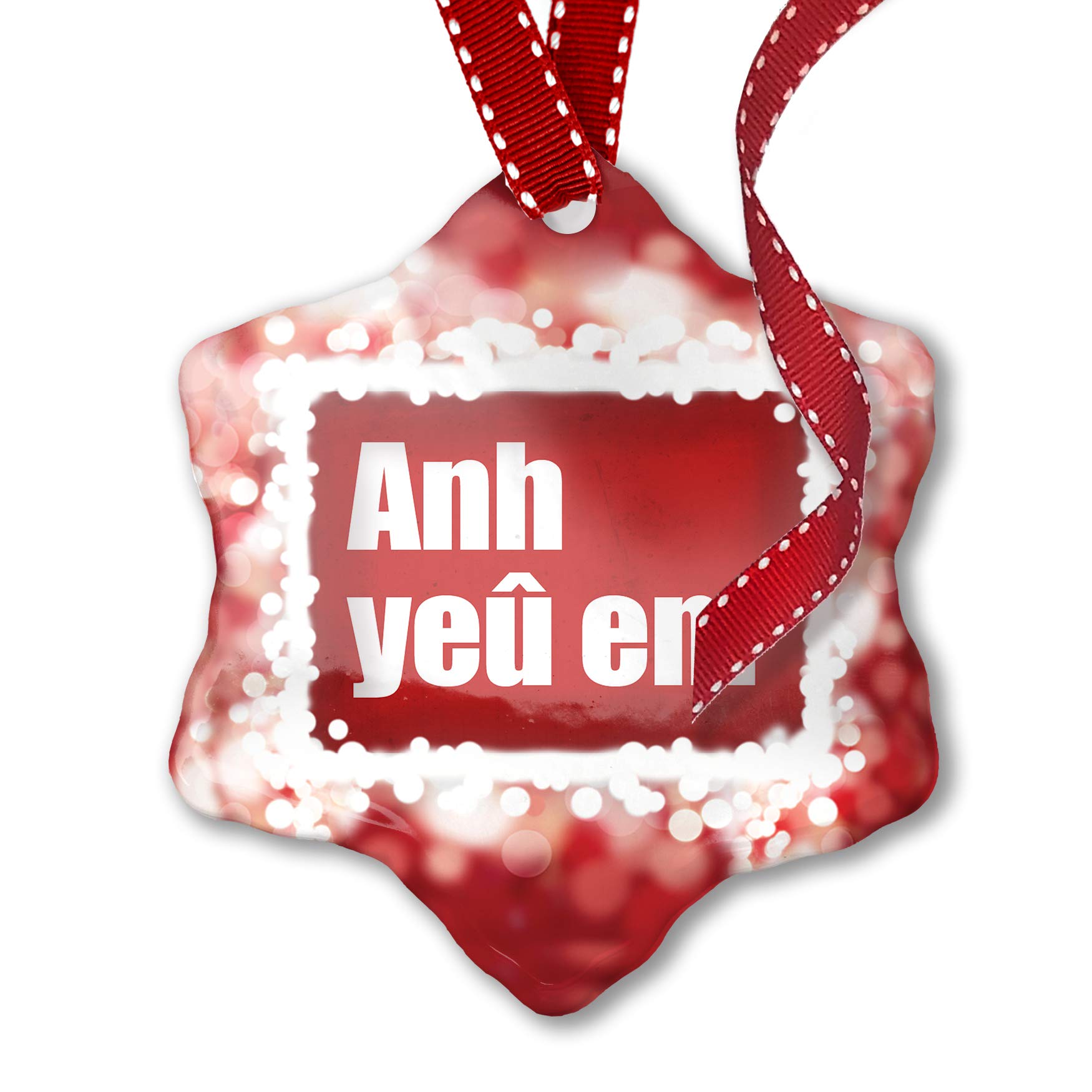 Vietnamese Red Rose Christmas Ornament - 'I Love You' Handcrafted Holiday Decoration from Vietnam | Perfect for Christmas Tree Decor, Gift Giving & Romantic Holiday Celebrations