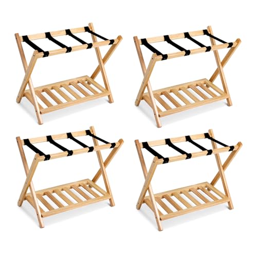 4 Pack Natural with Wood Rack